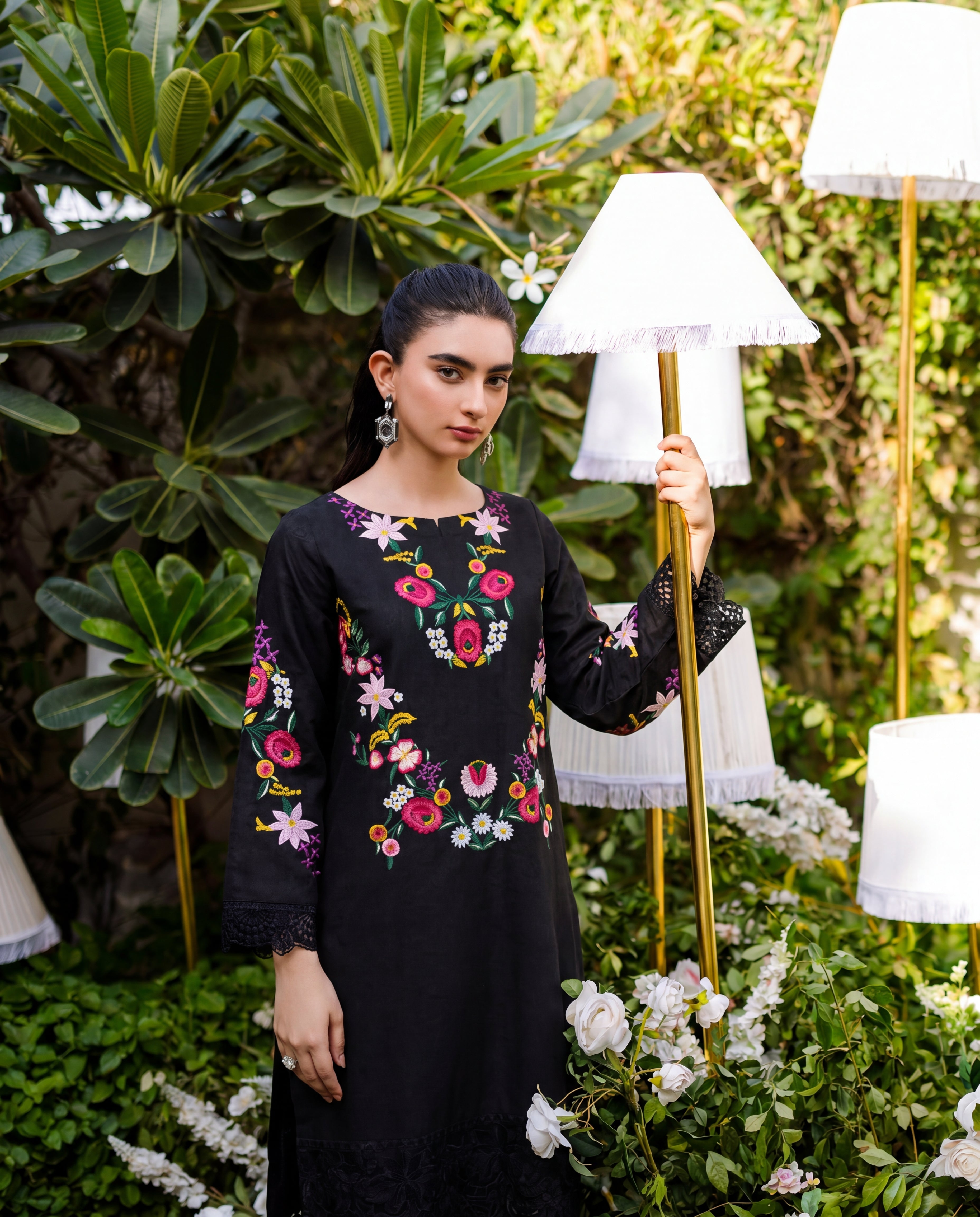 Daffodil Black Premium Fabric Pakistani Summer Dresses - Sahiba-clothing - 5