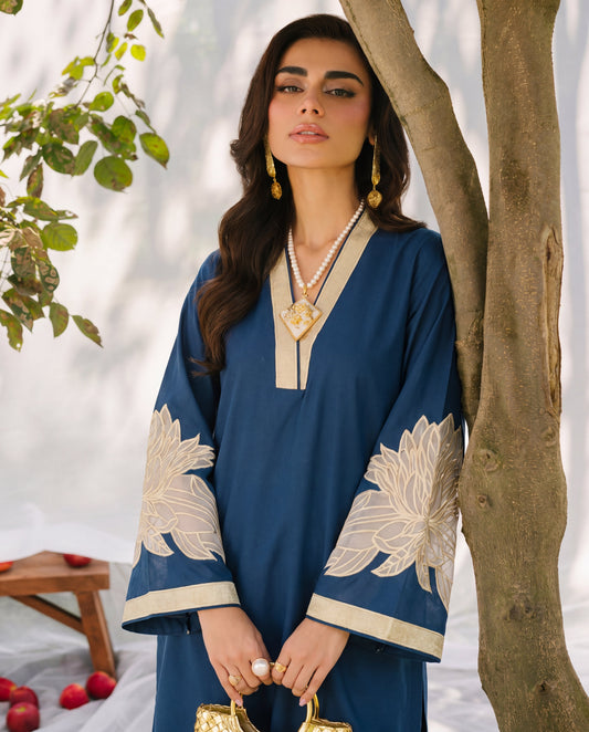 Denali Blue Premium Fabric Pakistani Summer Dresses - Sahiba-clothing - 2