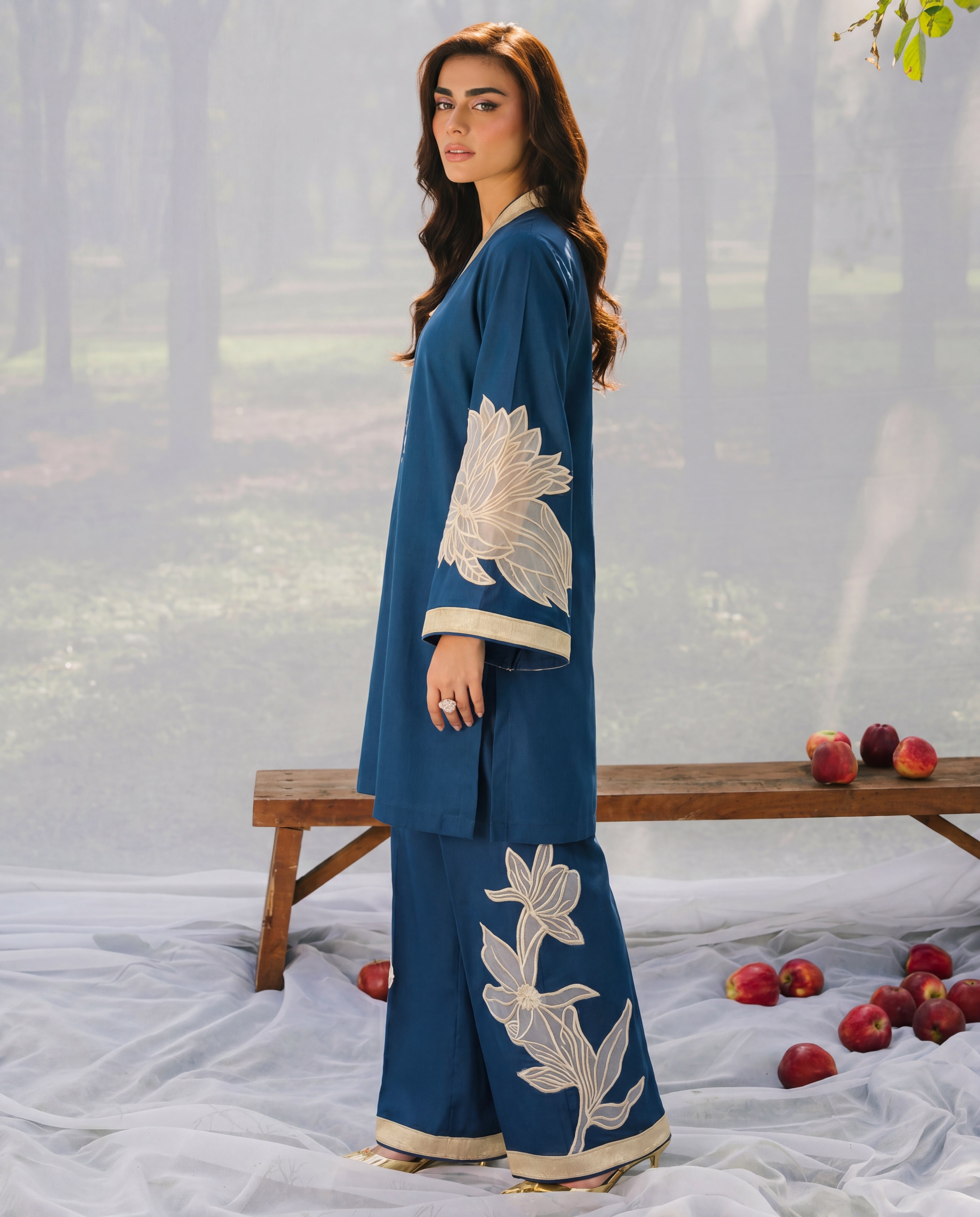 Denali Blue Premium Fabric Pakistani Summer Dresses - Sahiba-clothing - 3