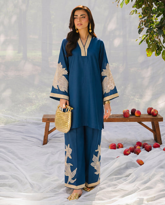 Denali Blue Premium Fabric Pakistani Summer Dresses - Sahiba-clothing - 1