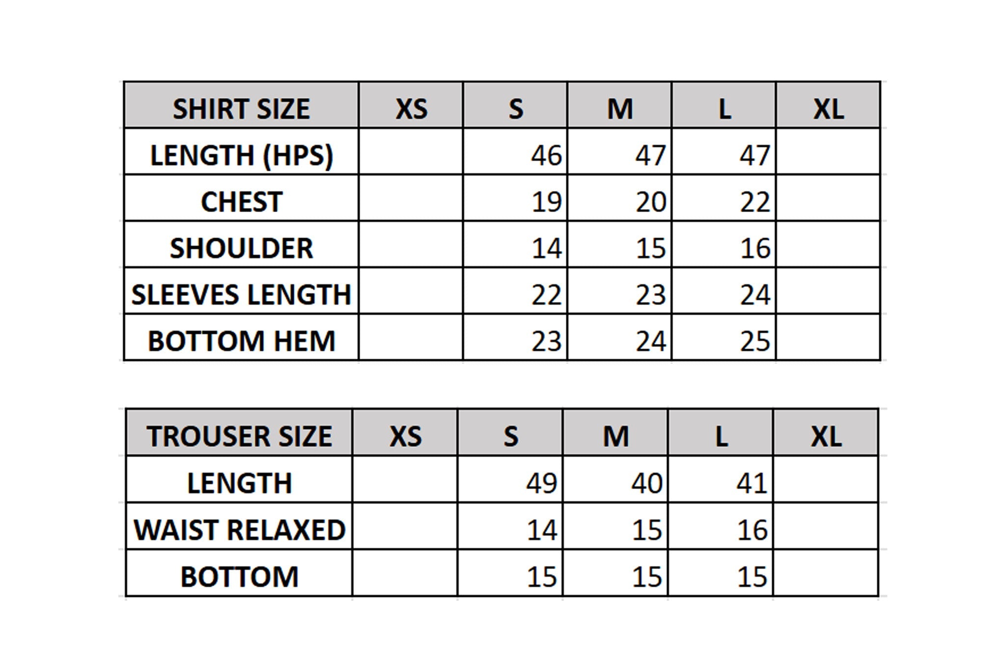 Size Chart