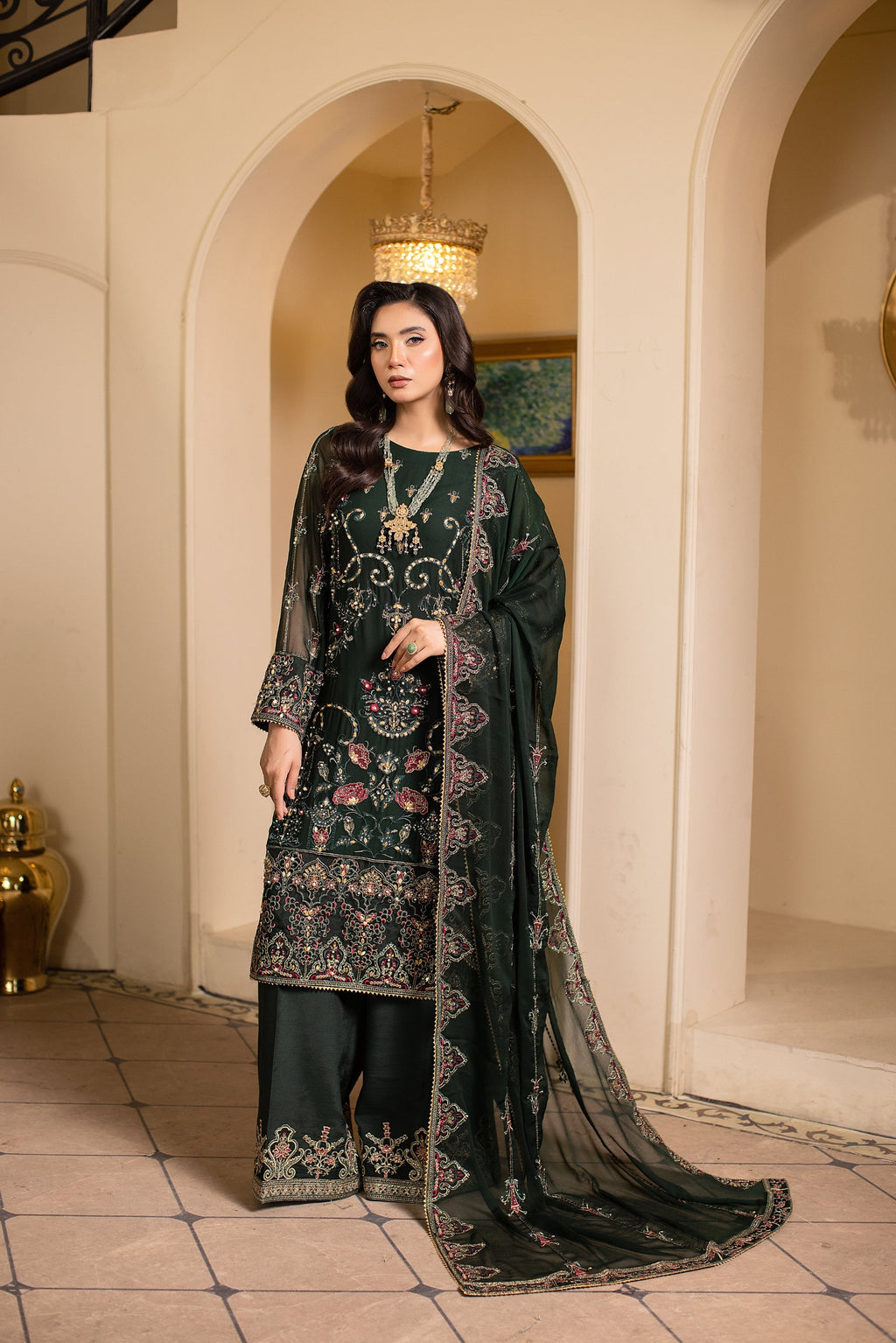 Emeralda Raw Silk Pakistani Formal Dresses - Sidra Aleem - 2