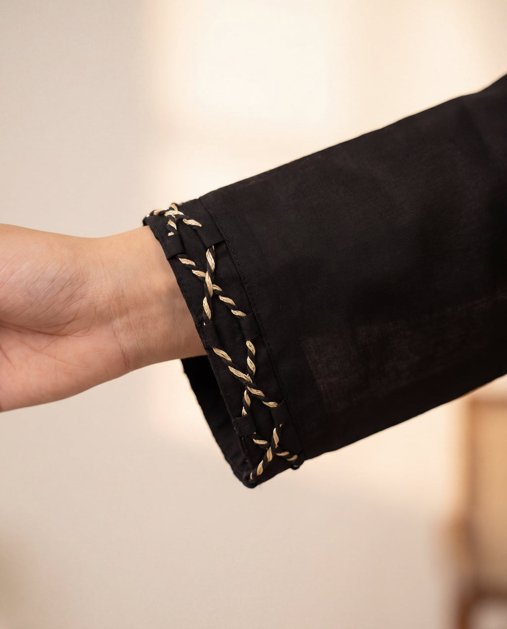 Espresso Black Velvet Pakistani Summer Dresses - Sahiba-clothing - 4