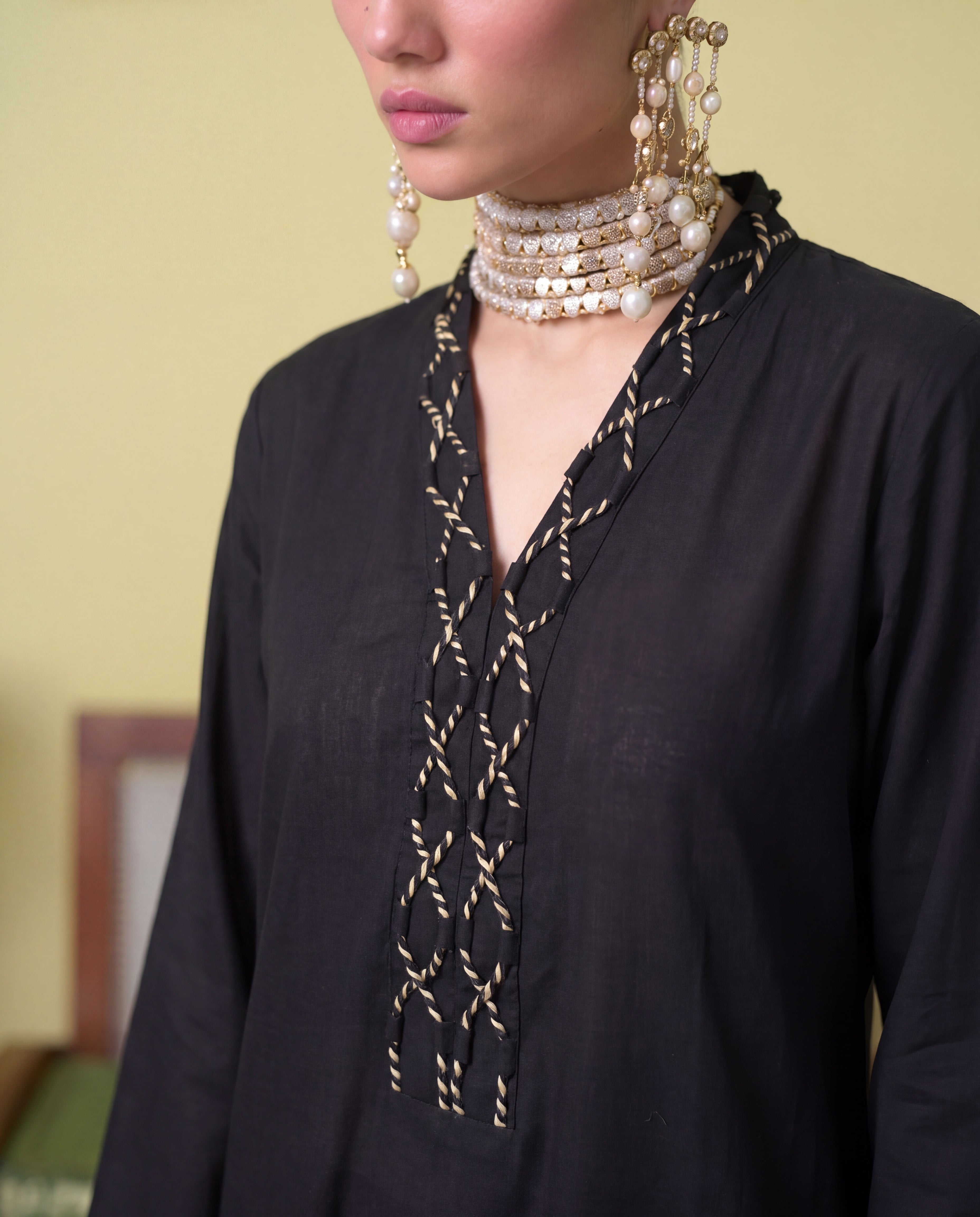 Espresso Black Velvet Pakistani Summer Dresses - Sahiba-clothing - 3