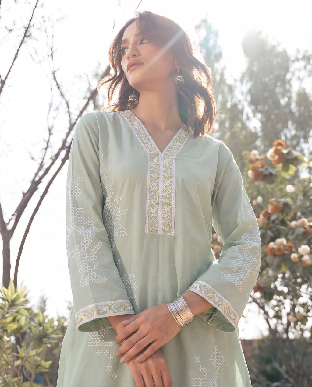 Fountain - Pista Premium Fabric Pakistani Summer Dresses - Sahiba-clothing - 6