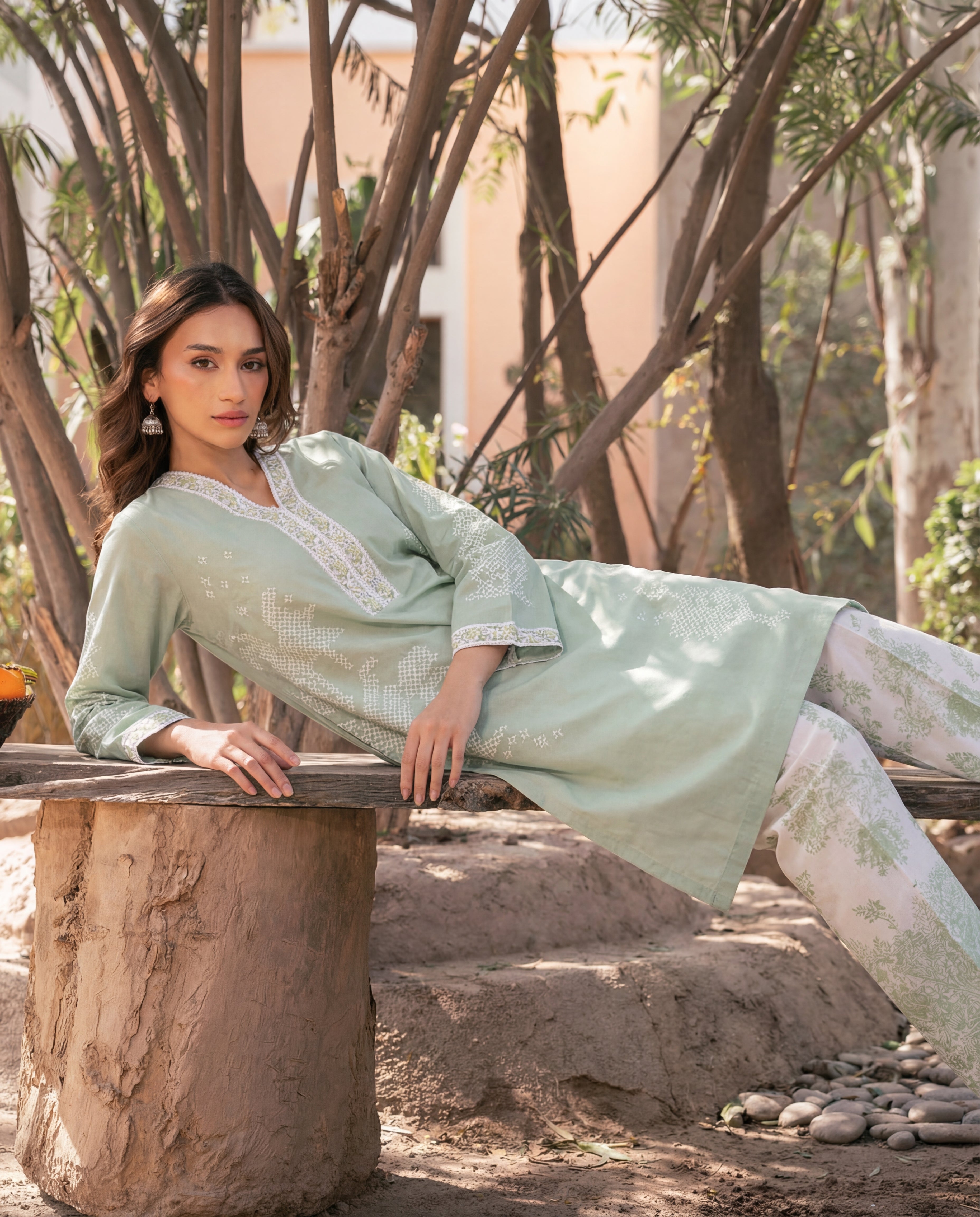 Fountain - Pista Premium Fabric Pakistani Summer Dresses - Sahiba-clothing - 2