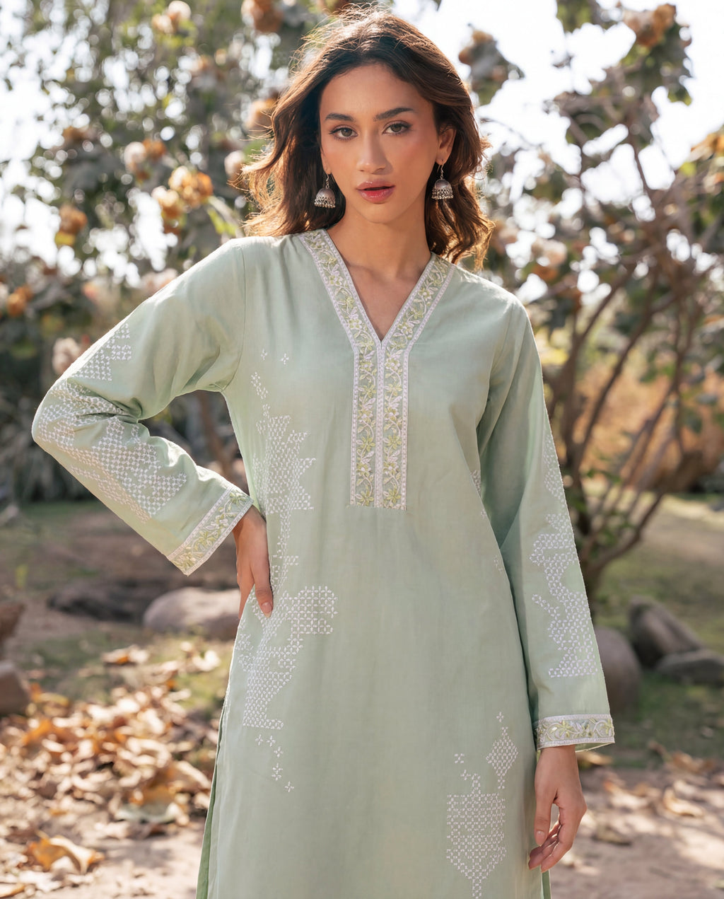 Fountain - Pista Premium Fabric Pakistani Summer Dresses - Sahiba-clothing - 3