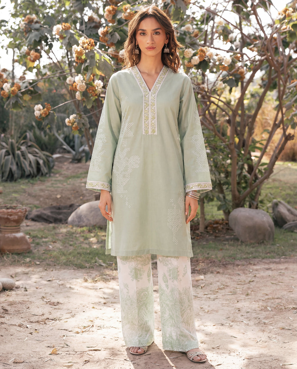 Fountain - Pista Premium Fabric Pakistani Summer Dresses - Sahiba-clothing - 1