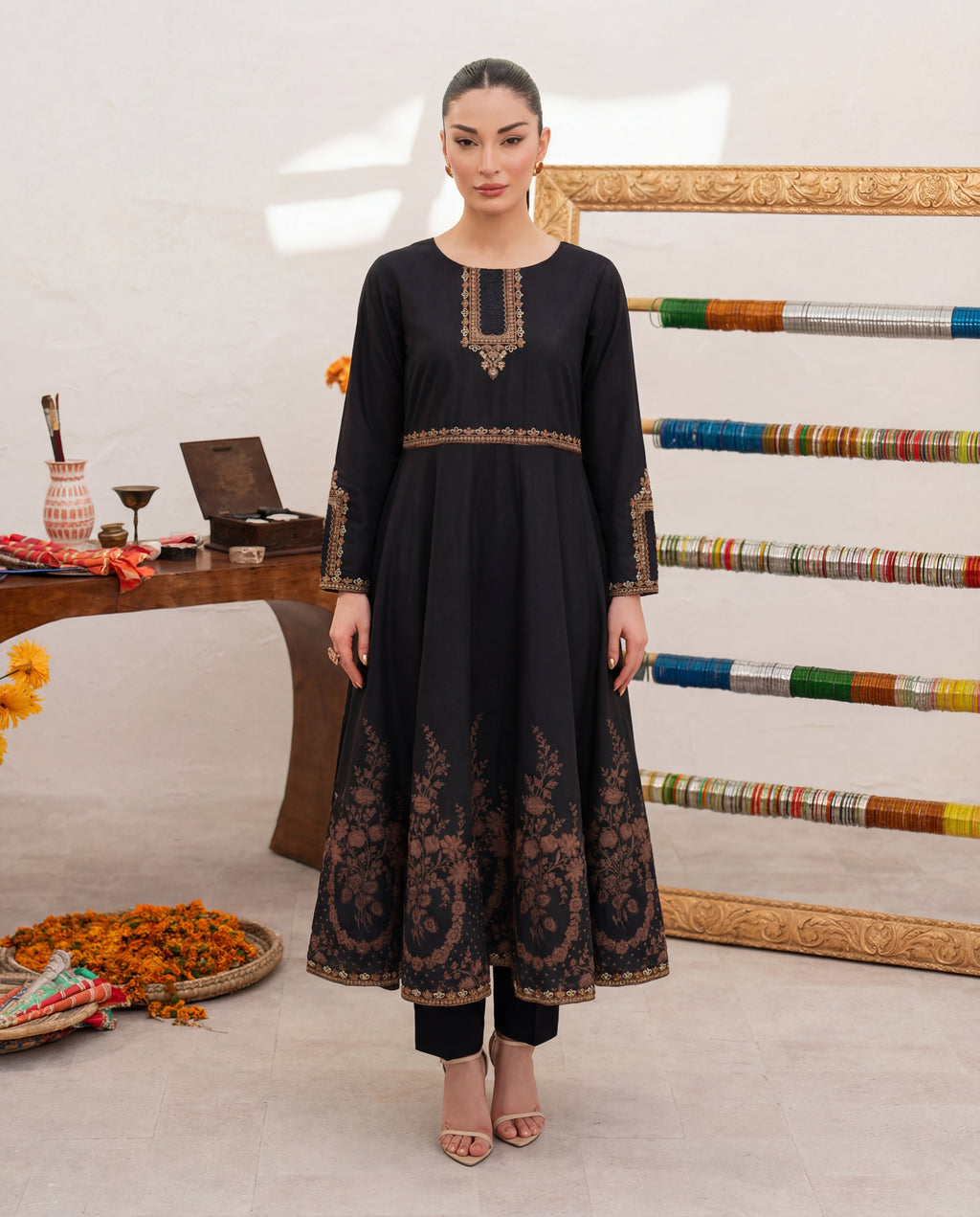 Gazing Black Premium Fabric Pakistani Summer Dresses - Sahiba-clothing - 1