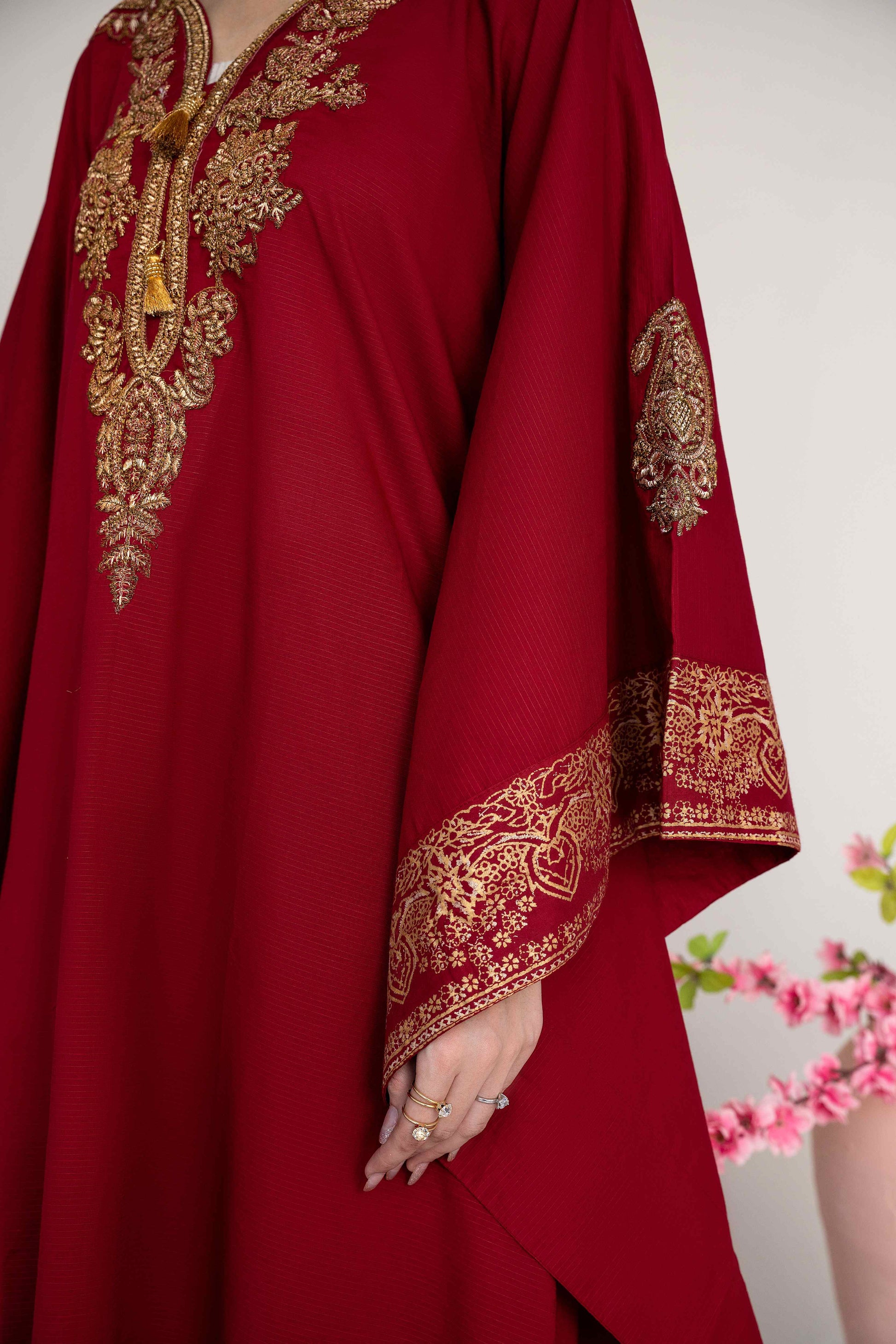 Crescent Maroon Premium Fabric Pakistani Summer Dresses - Sahiba-clothing - 2