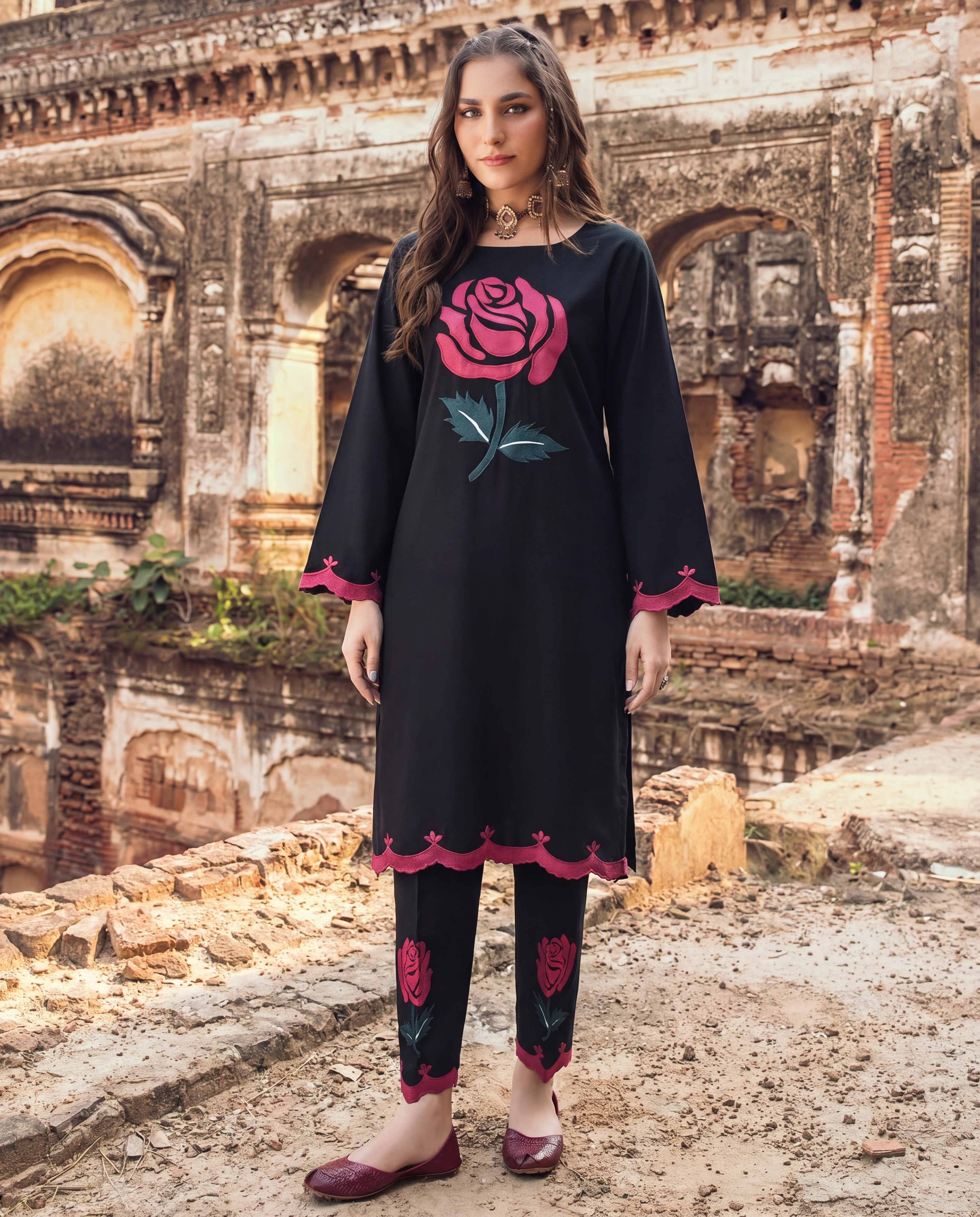 Blossom Black Premium Fabric Pakistani Summer Dresses - Sahiba-clothing - 1