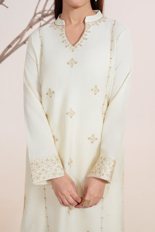 Tarz beige Premium Fabric Pakistani Winter Dresses - Sahiba-clothing - 2