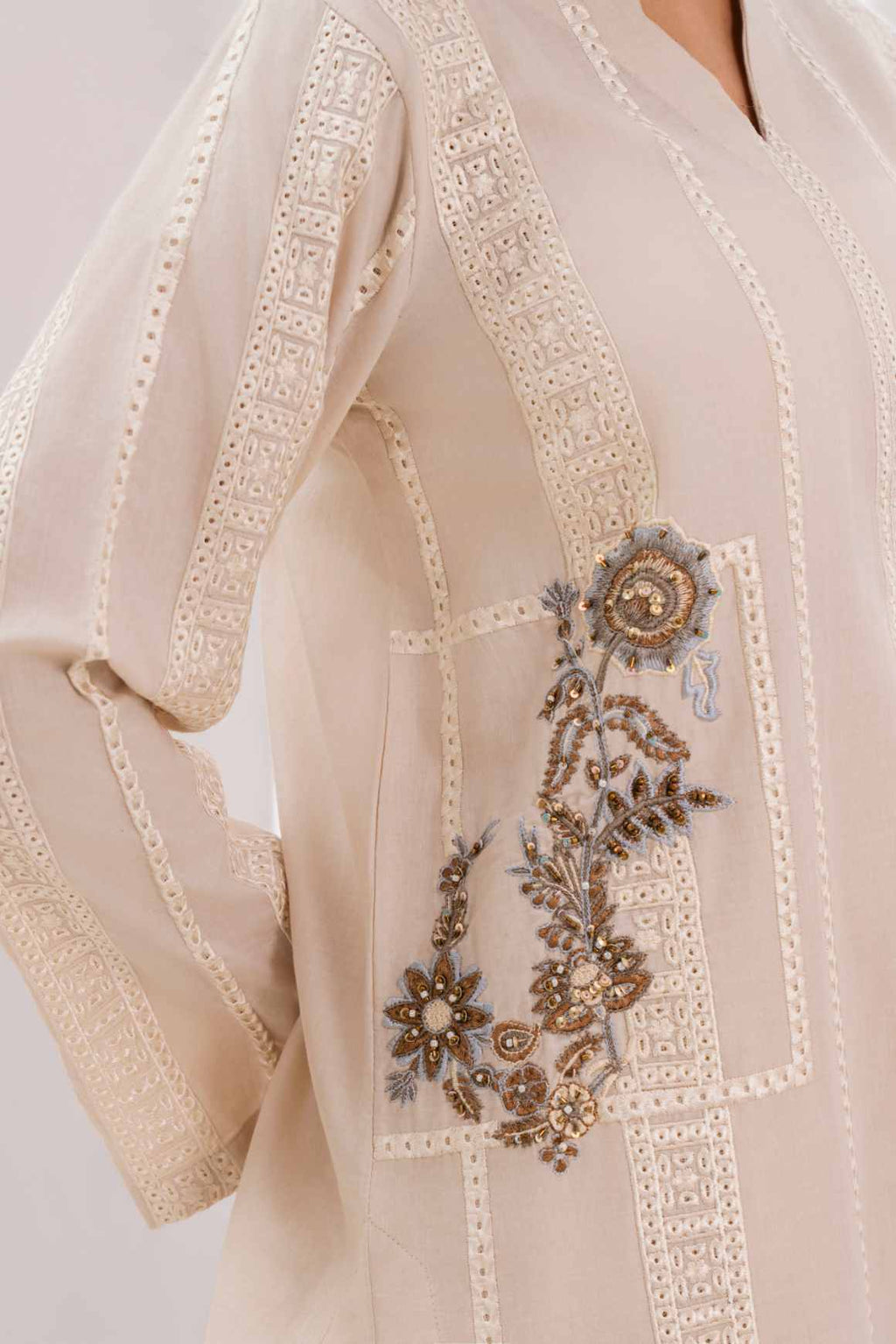 Nishat - Ivory Premium Fabric Pakistani Winter Dresses - Sahiba-clothing - 6