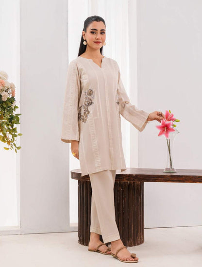 Nishat - Ivory Premium Fabric Pakistani Winter Dresses - Sahiba-clothing - 2