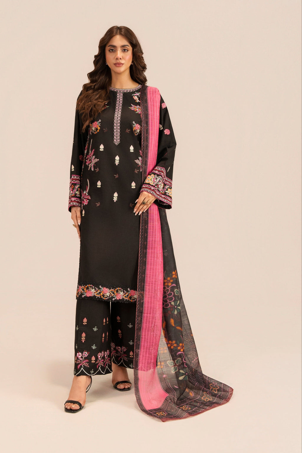 Huda Black Premium Fabric Pakistani Summer Dresses - Sahiba-clothing - 1