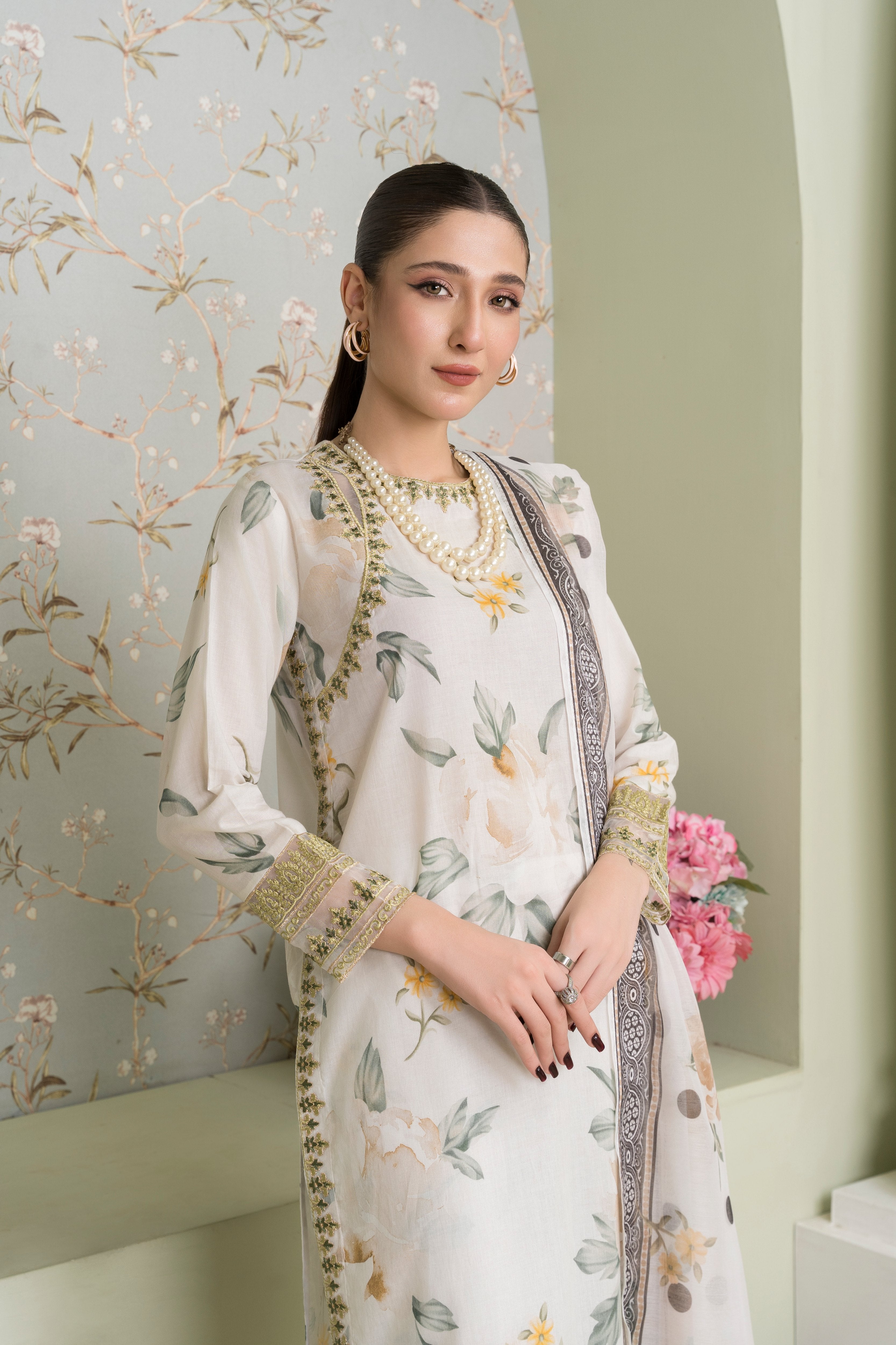 Serenade - White Premium Fabric Pakistani Summer Dresses - Sahiba-clothing - 2