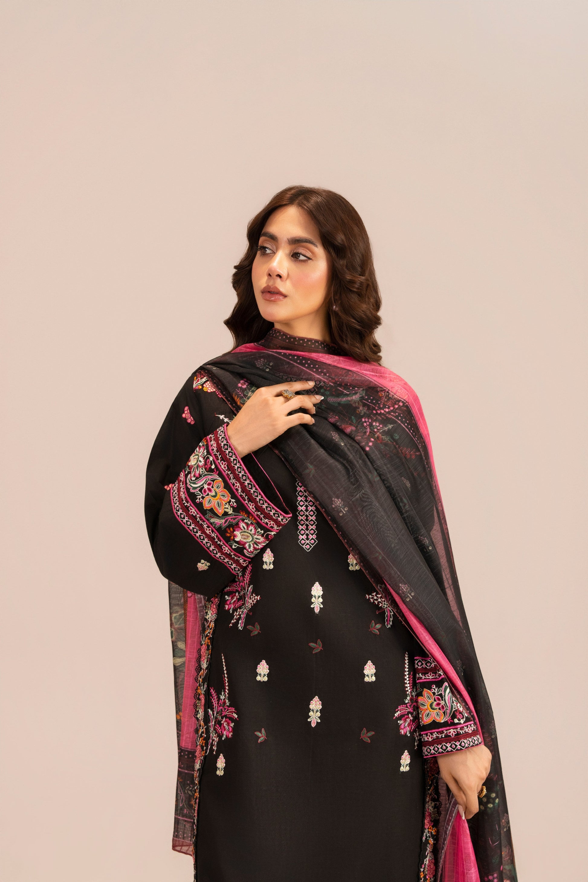 Huda Black Premium Fabric Pakistani Summer Dresses - Sahiba-clothing - 2