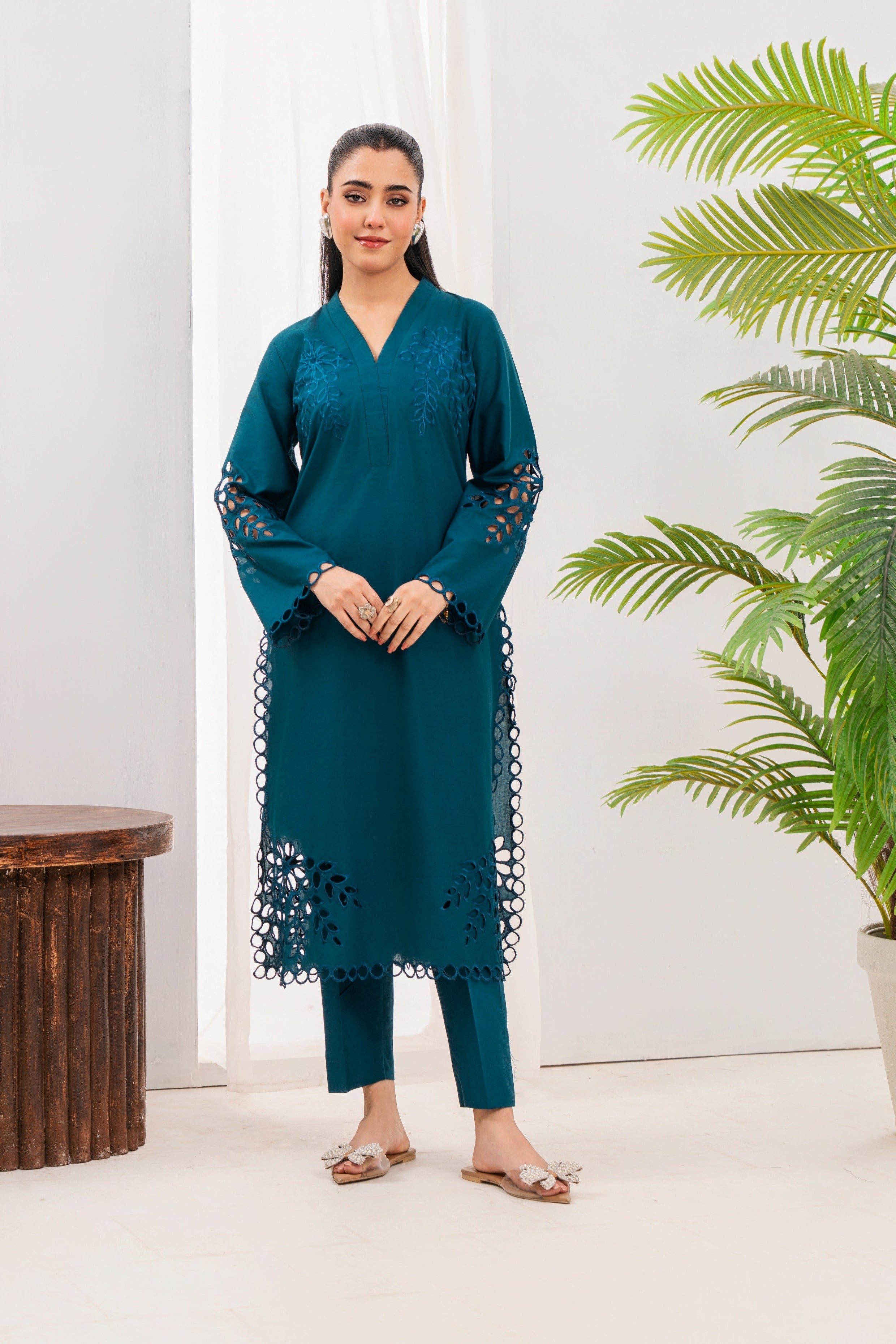 Taskeen - Blue Premium Fabric Pakistani Summer Dresses - Sahiba-clothing - 1