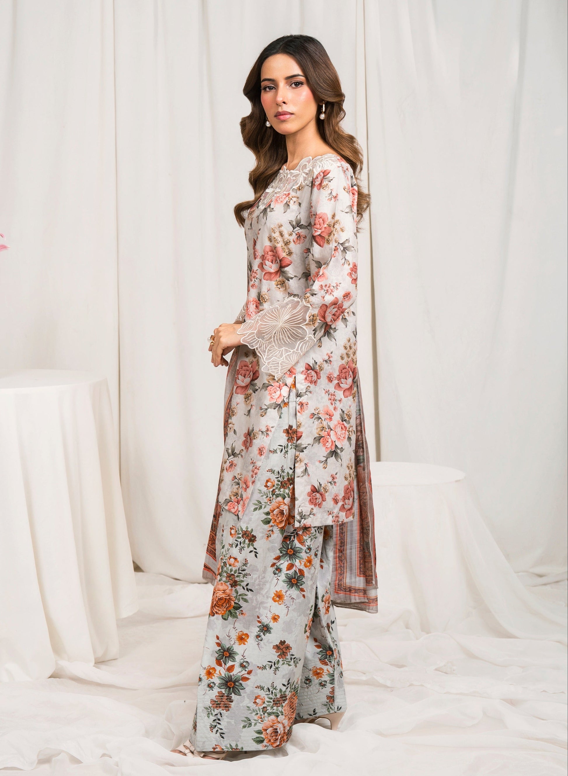 Zenobia - Grey Premium Fabric Pakistani Summer Dresses - Sahiba-clothing - 3