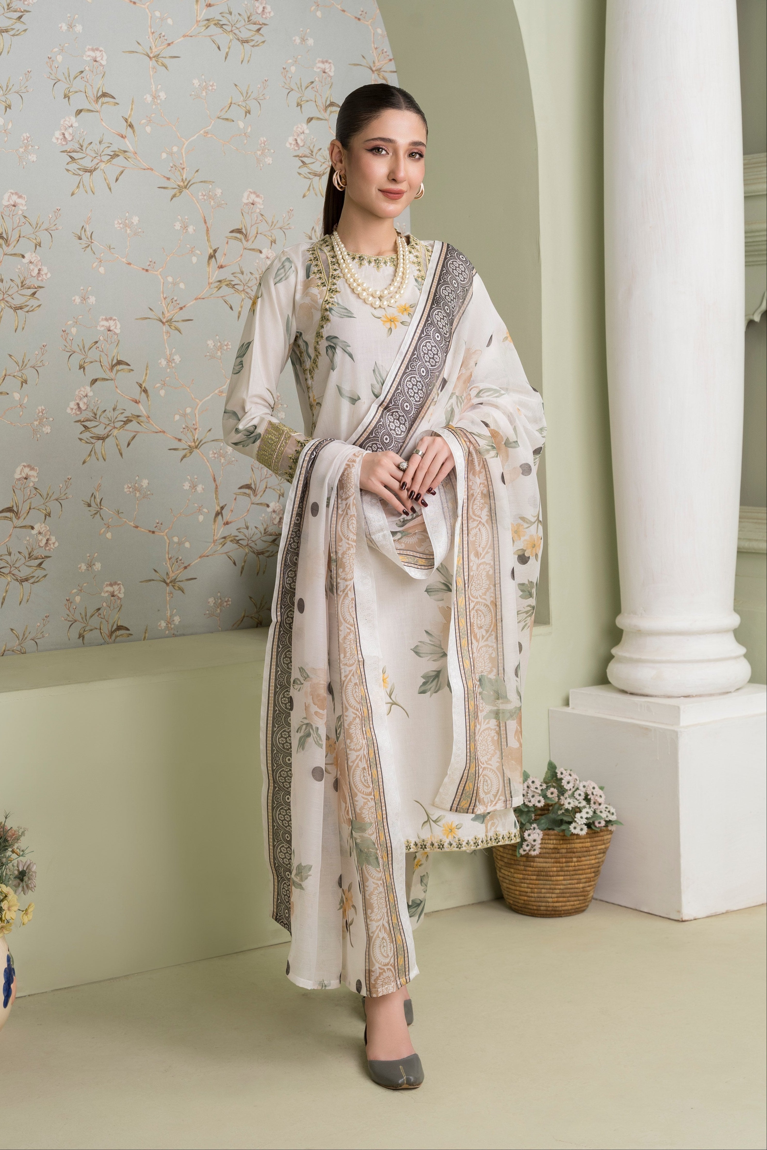 Serenade - White Premium Fabric Pakistani Summer Dresses - Sahiba-clothing - 1