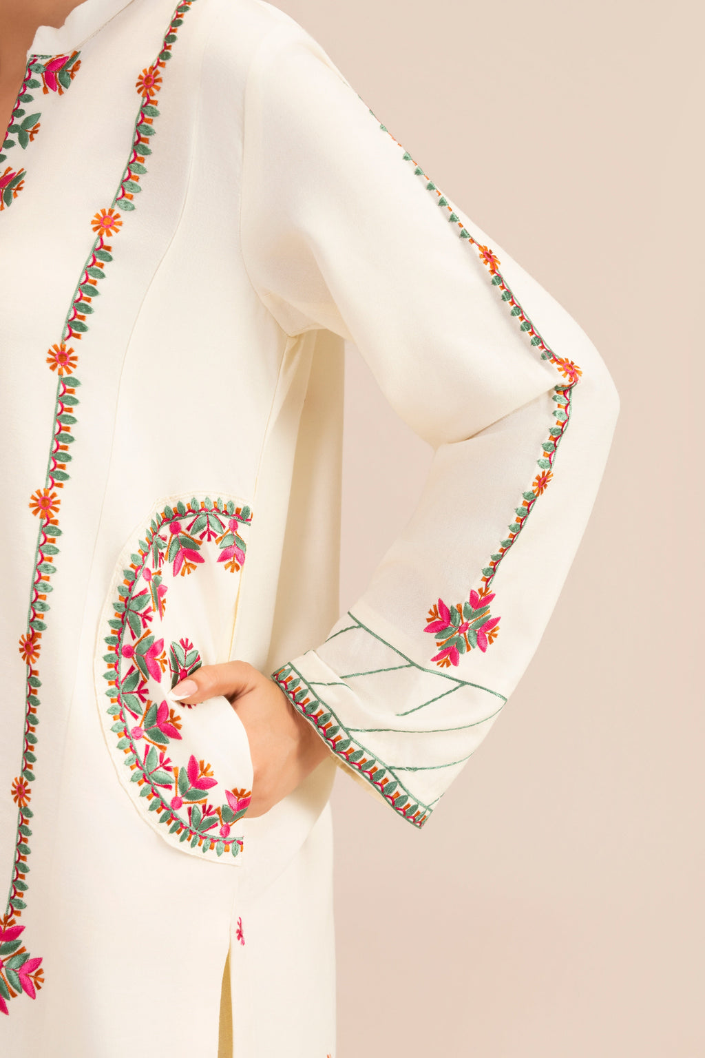 Fanni White Premium Fabric Pakistani Winter Dresses - Sahiba-clothing - 5