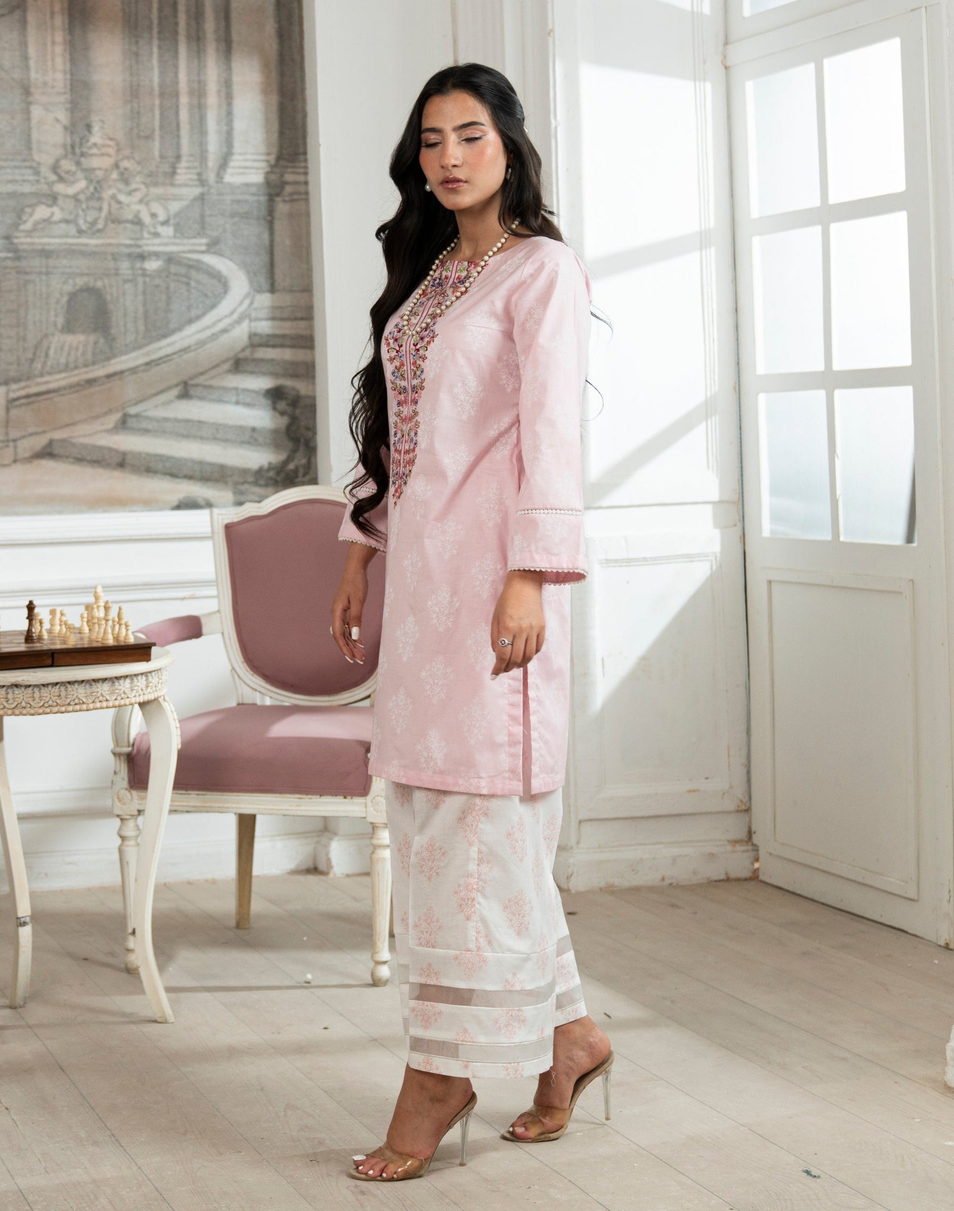 Baikal Pink Premium Fabric Pakistani Summer Dresses - Sahiba-clothing - 4