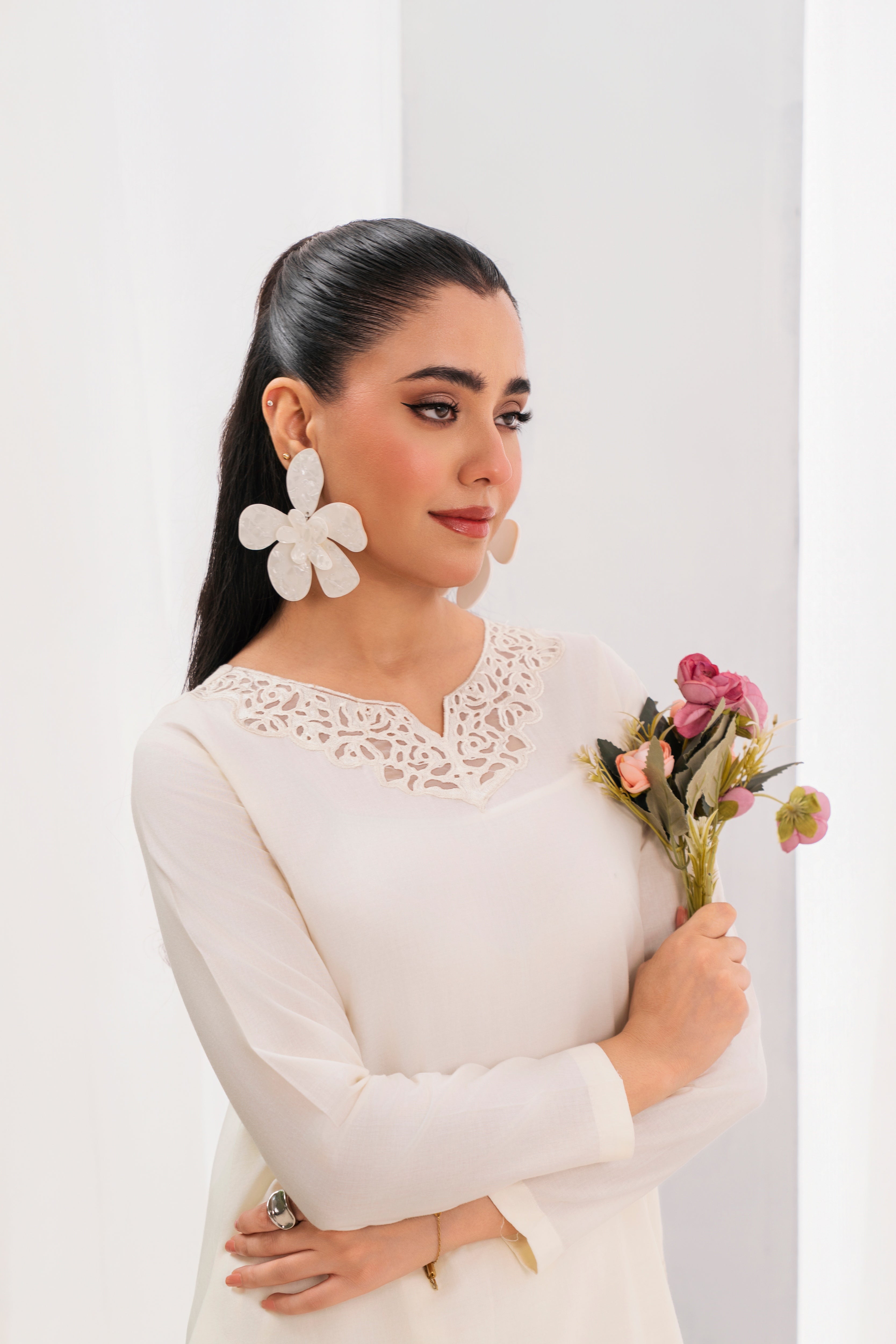 Casper - White Premium Fabric Pakistani Summer Dresses - Sahiba-clothing - 2