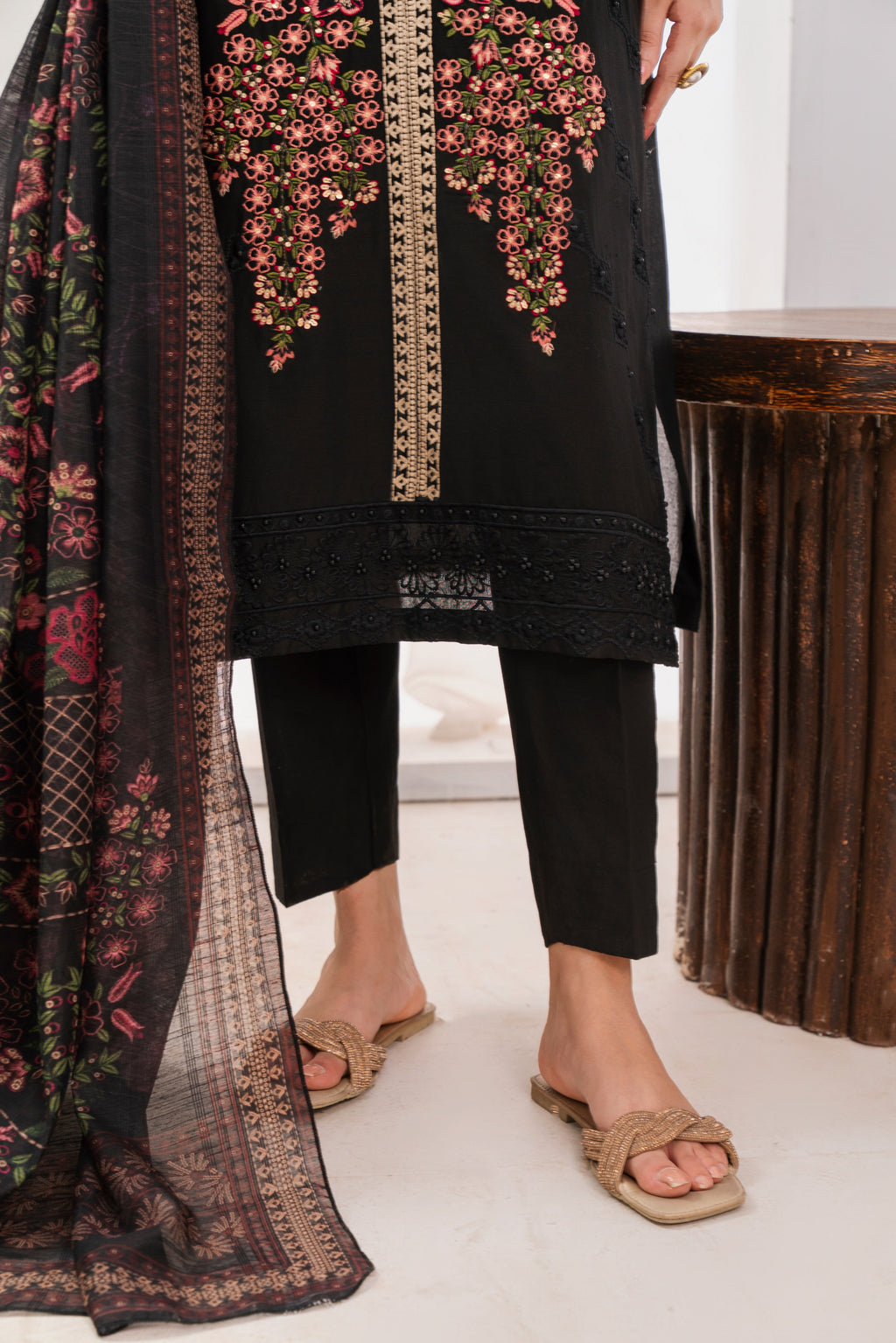 Virsa - Black Premium Fabric Pakistani Winter Dresses - Sahiba-clothing - 4