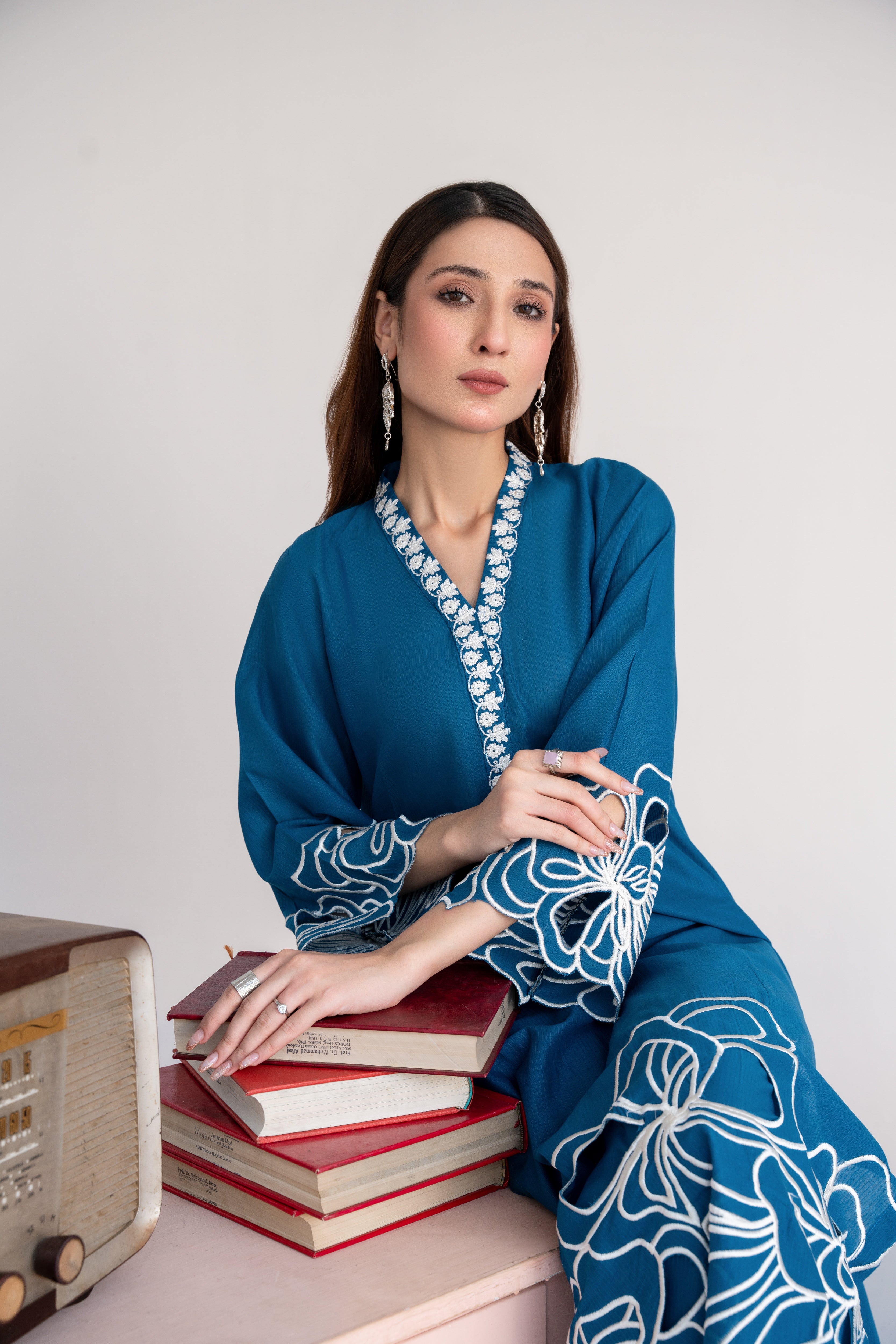 Sombrero (blue) Premium Fabric Pakistani Winter Dresses - Sahiba-clothing - 4