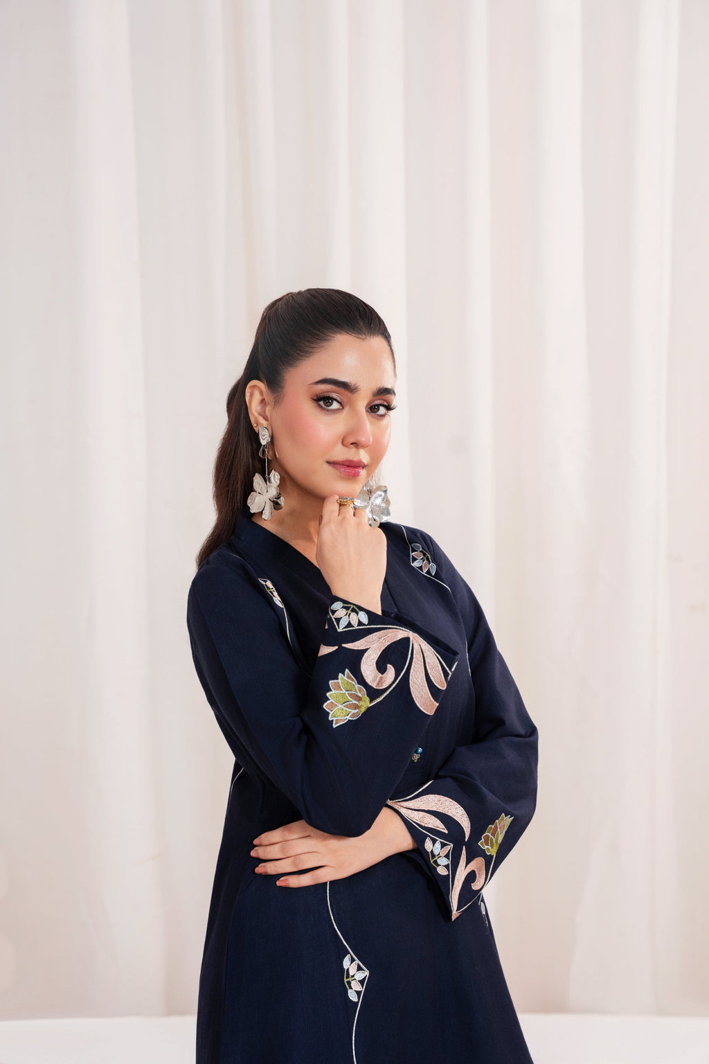 Purella Navy Premium Fabric Pakistani Summer Dresses - Sahiba-clothing - 9