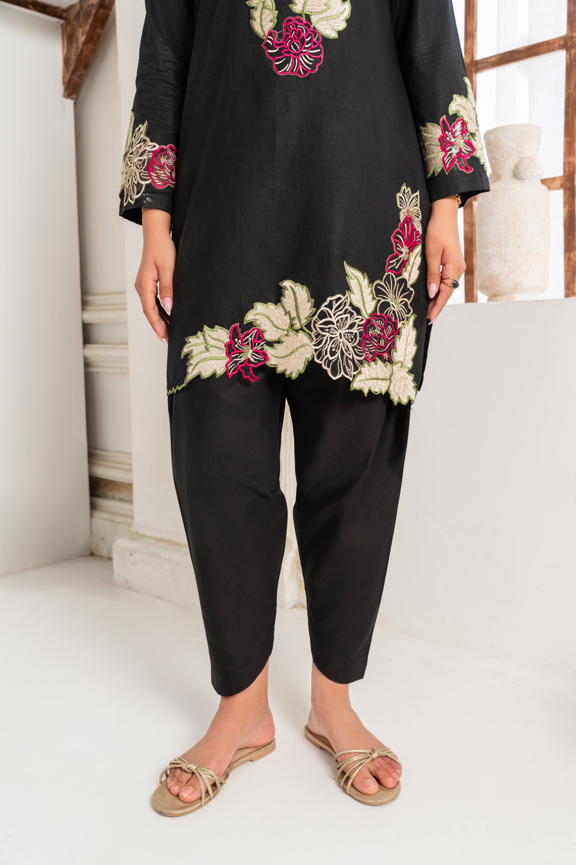 Floris - Black Premium Fabric Pakistani Summer Dresses - Sahiba-clothing - 4