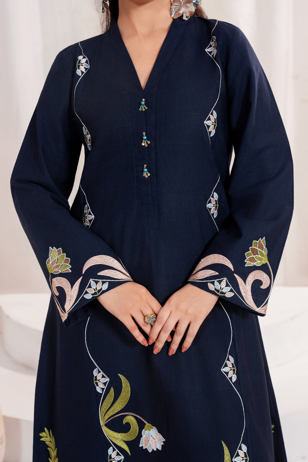 Purella Navy Premium Fabric Pakistani Summer Dresses - Sahiba-clothing - 6