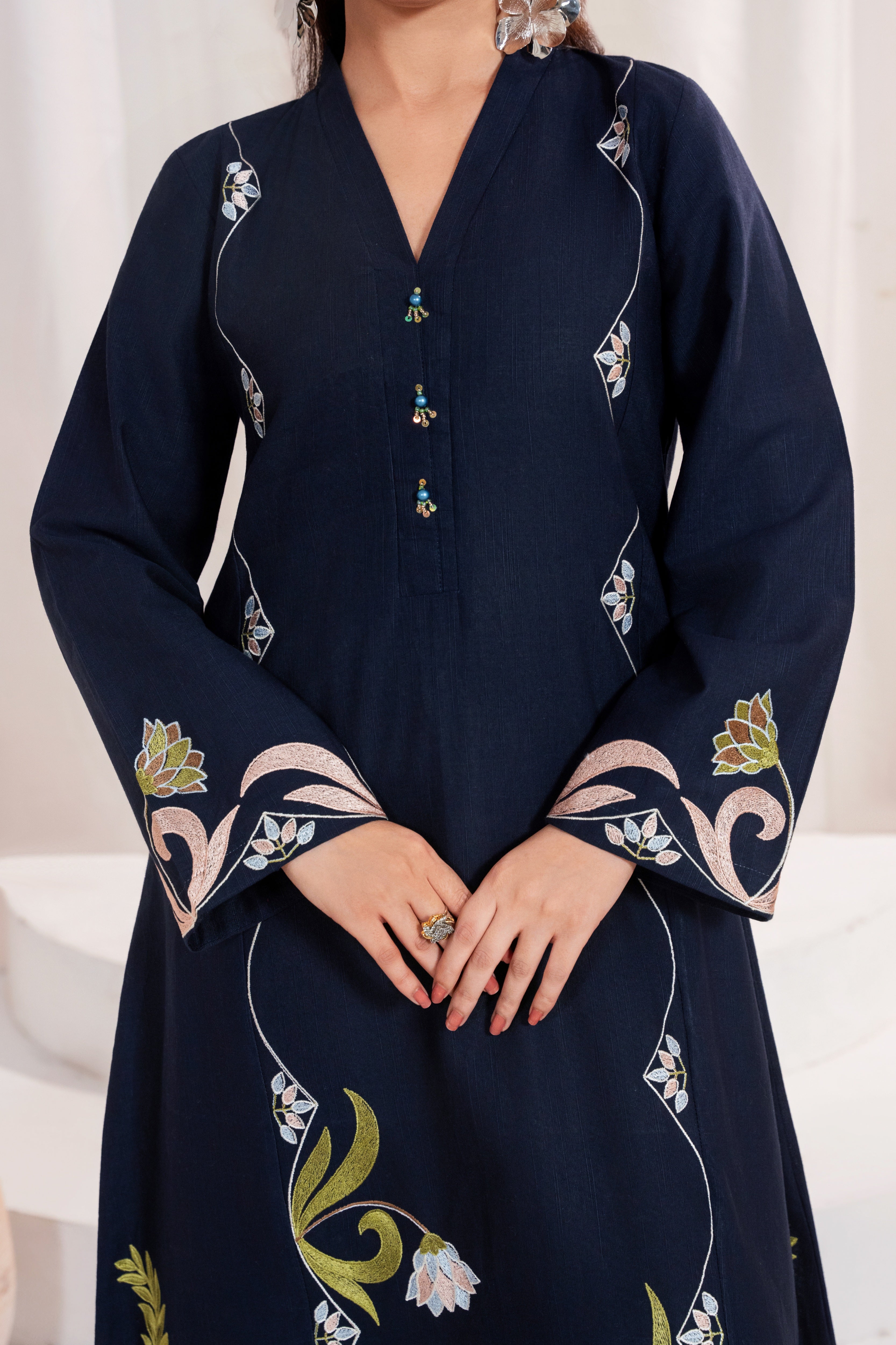 Purella Navy Premium Fabric Pakistani Summer Dresses - Sahiba-clothing - 6