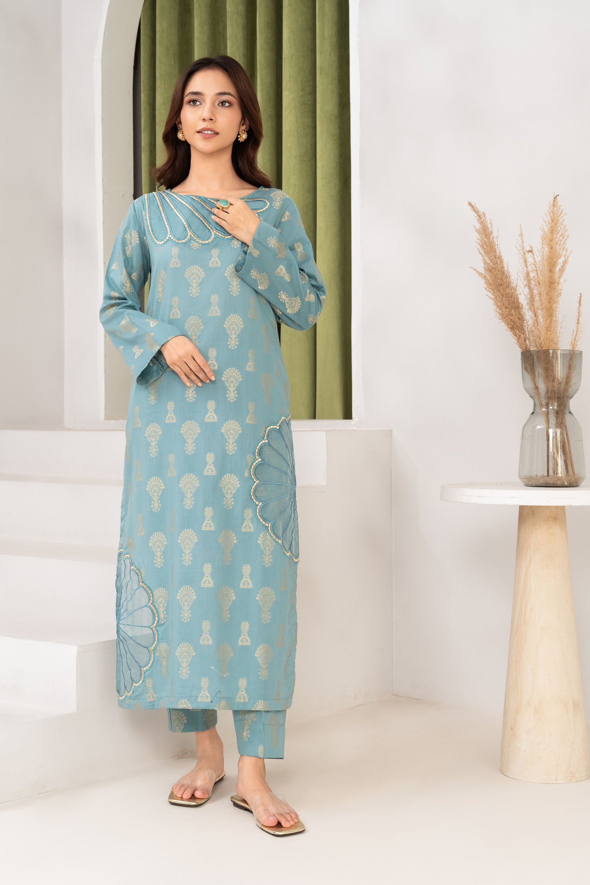 Gulnaaz - Blue Premium Fabric Pakistani Summer Dresses - Sahiba-clothing - 1