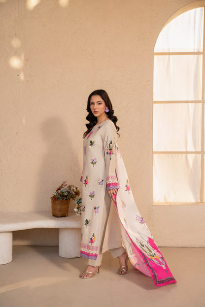 Faiqa - Beige Premium Fabric Pakistani Summer Dresses - Sahiba-clothing - 7