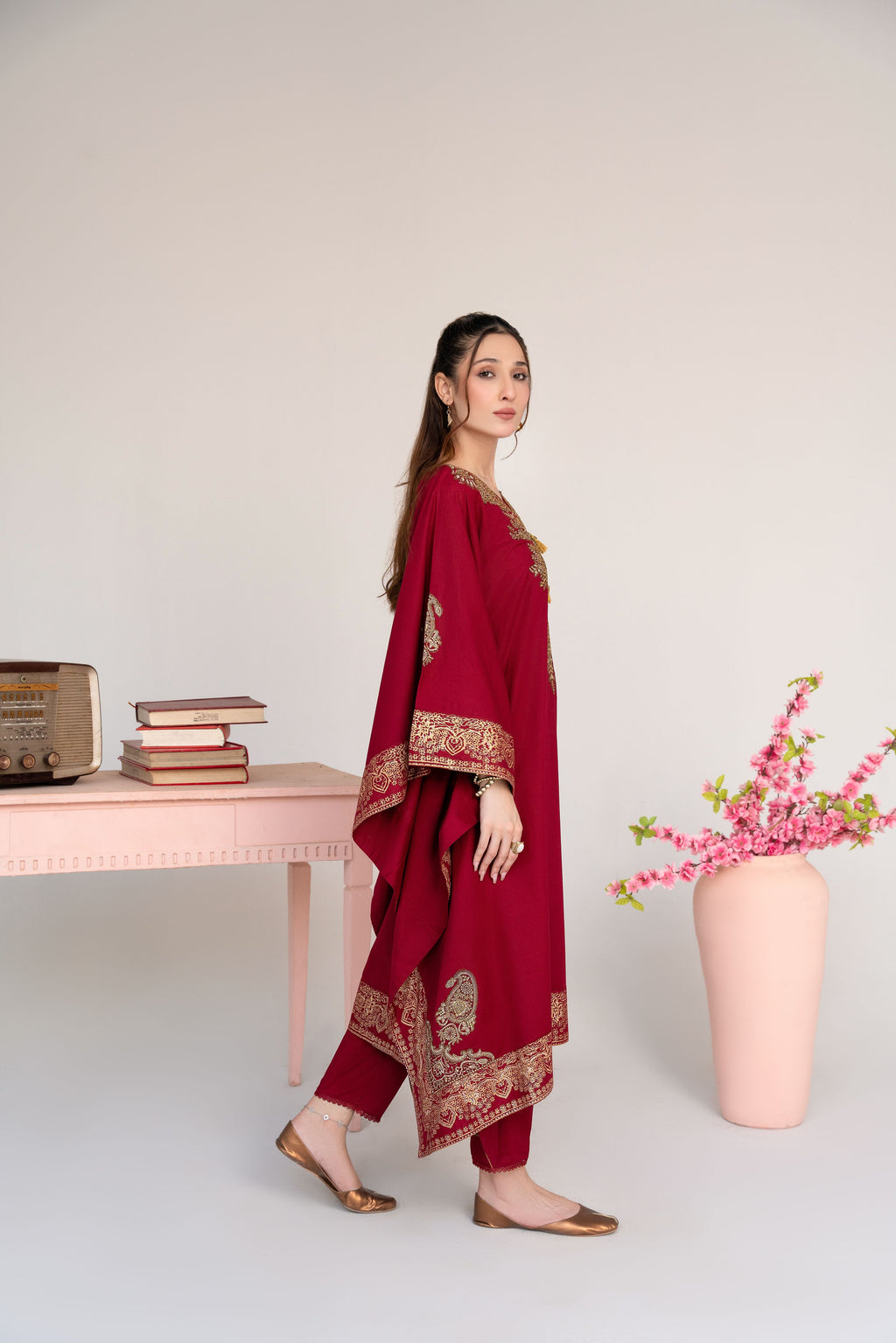 Crescent Maroon Premium Fabric Pakistani Summer Dresses - Sahiba-clothing - 8