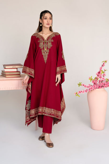 Crescent Maroon Premium Fabric Pakistani Summer Dresses - Sahiba-clothing - 1