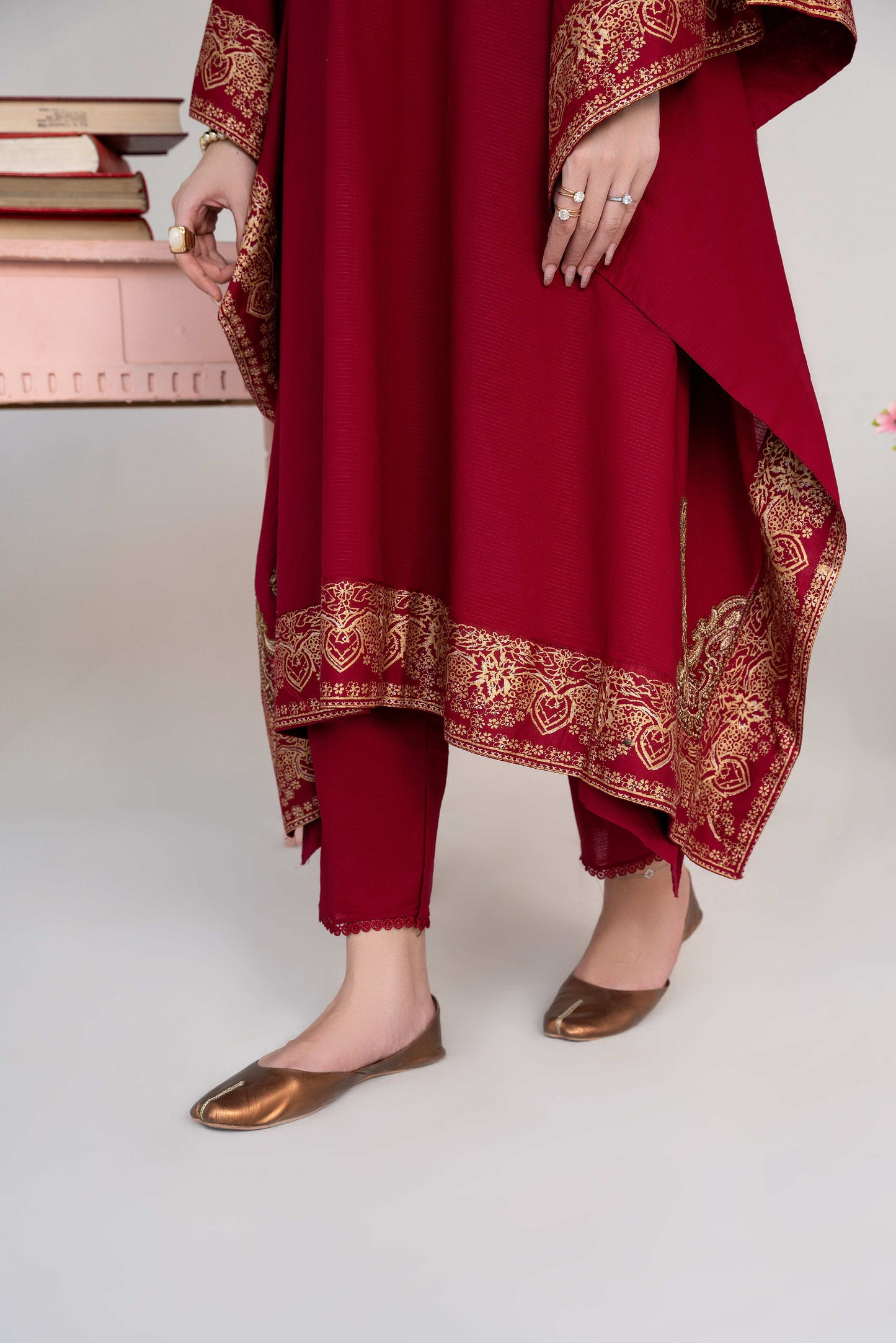 Crescent Maroon Premium Fabric Pakistani Summer Dresses - Sahiba-clothing - 4