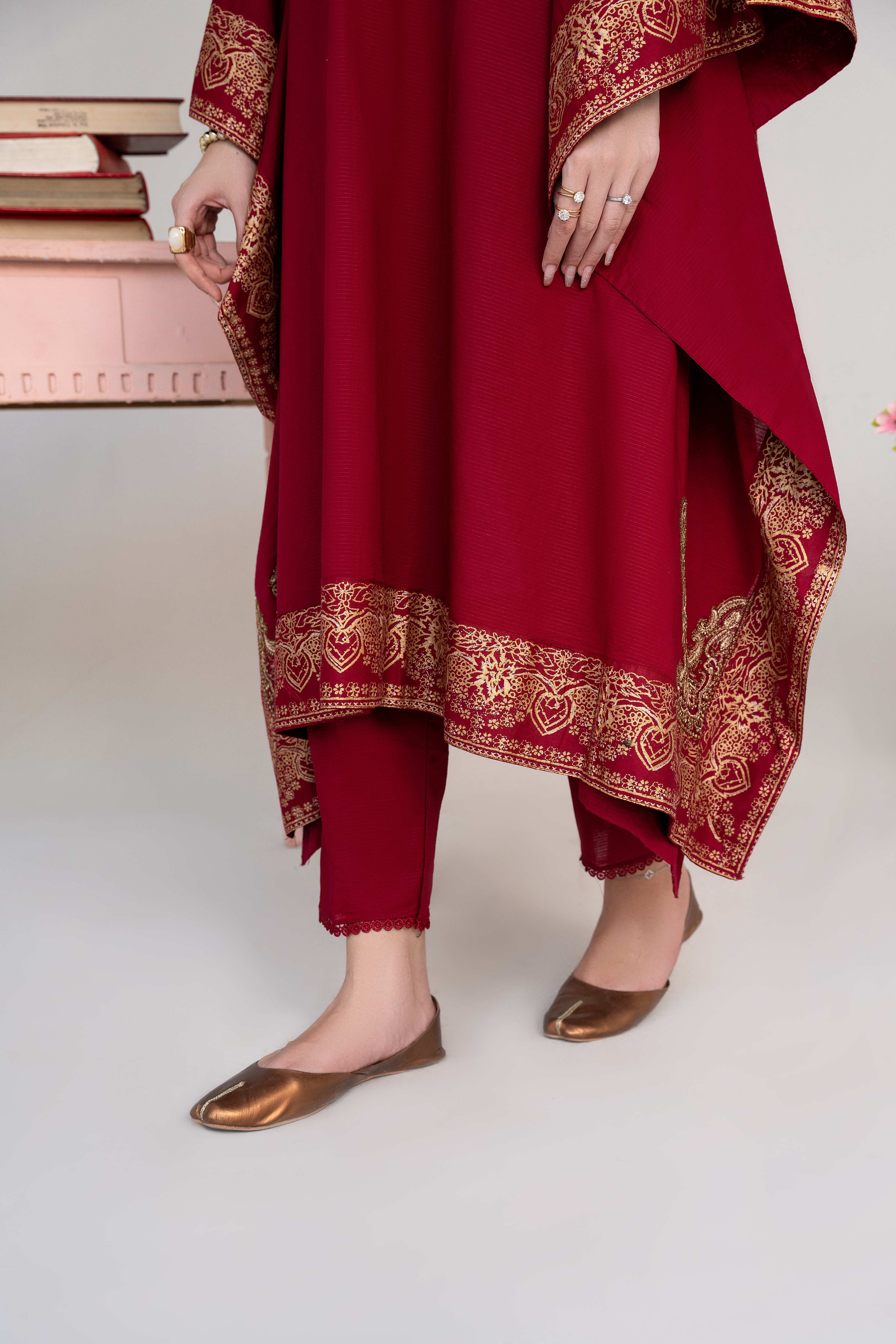 Crescent Maroon Premium Fabric Pakistani Summer Dresses - Sahiba-clothing - 4