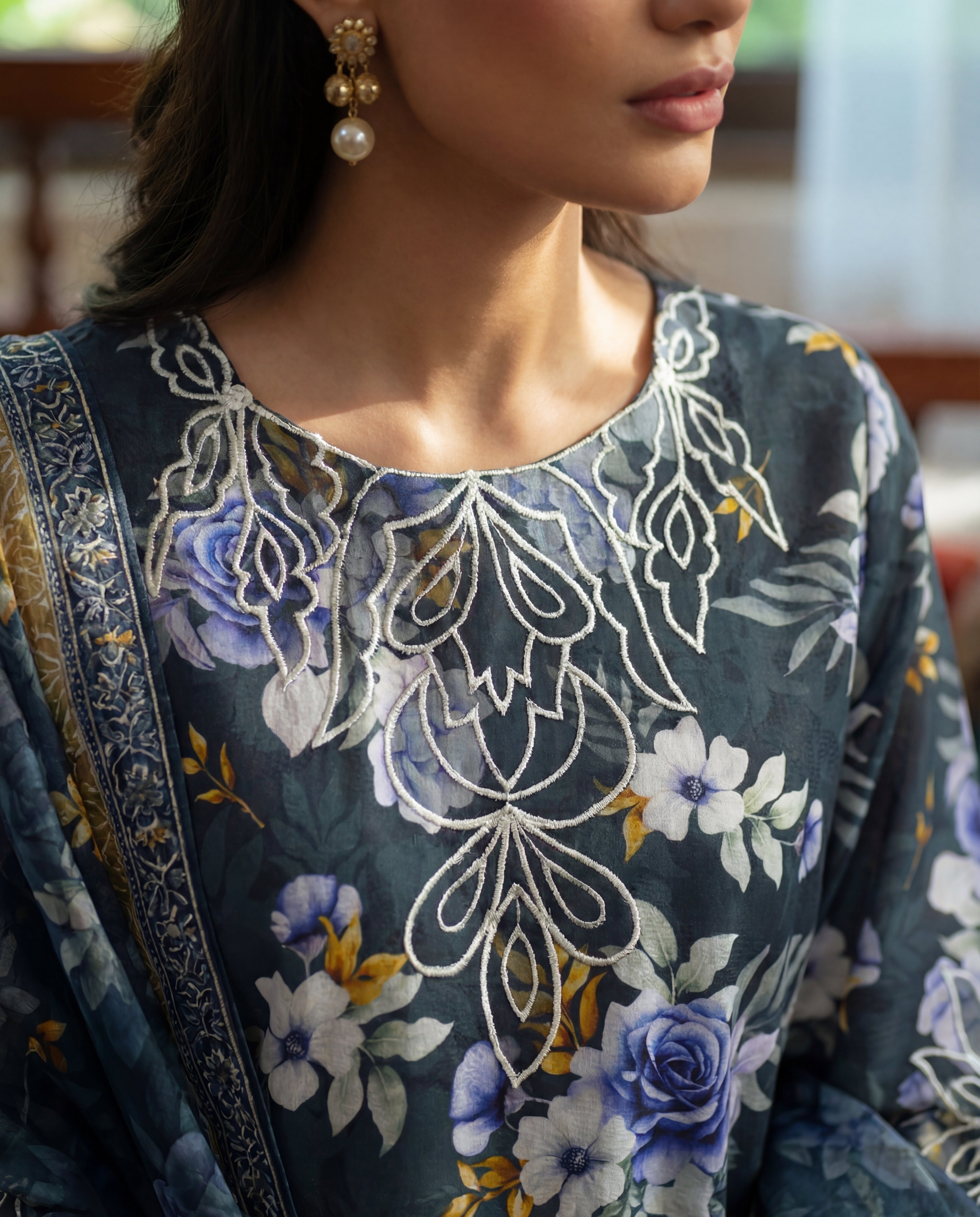 Nysa Blue Premium Fabric Pakistani Summer Dresses - Sahiba-clothing - 4