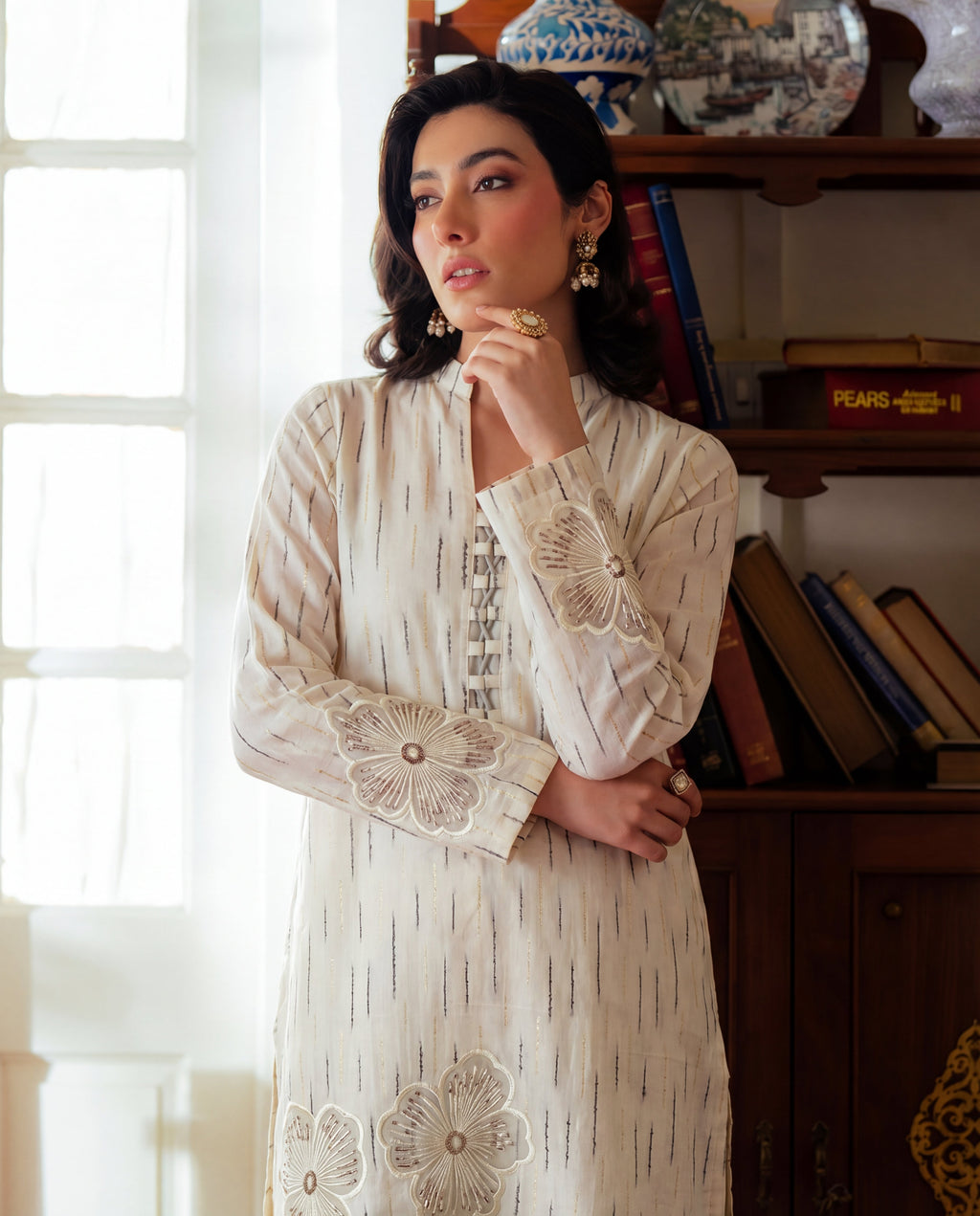 Aria White Premium Fabric Pakistani Summer Dresses - Sahiba-clothing - 2