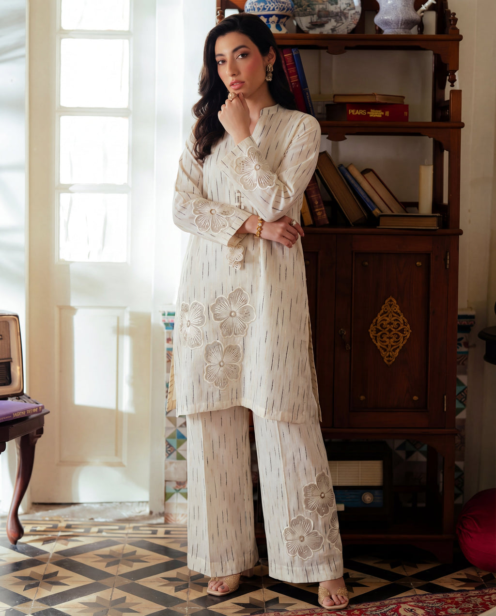 Aria White Premium Fabric Pakistani Summer Dresses - Sahiba-clothing - 7