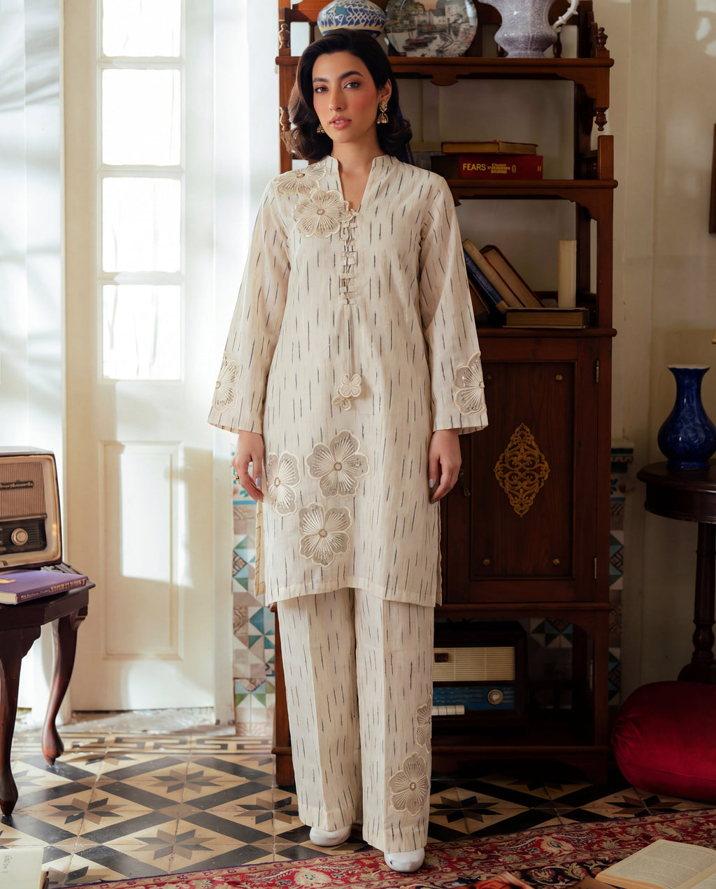 Aria White Premium Fabric Pakistani Summer Dresses - Sahiba-clothing - 1