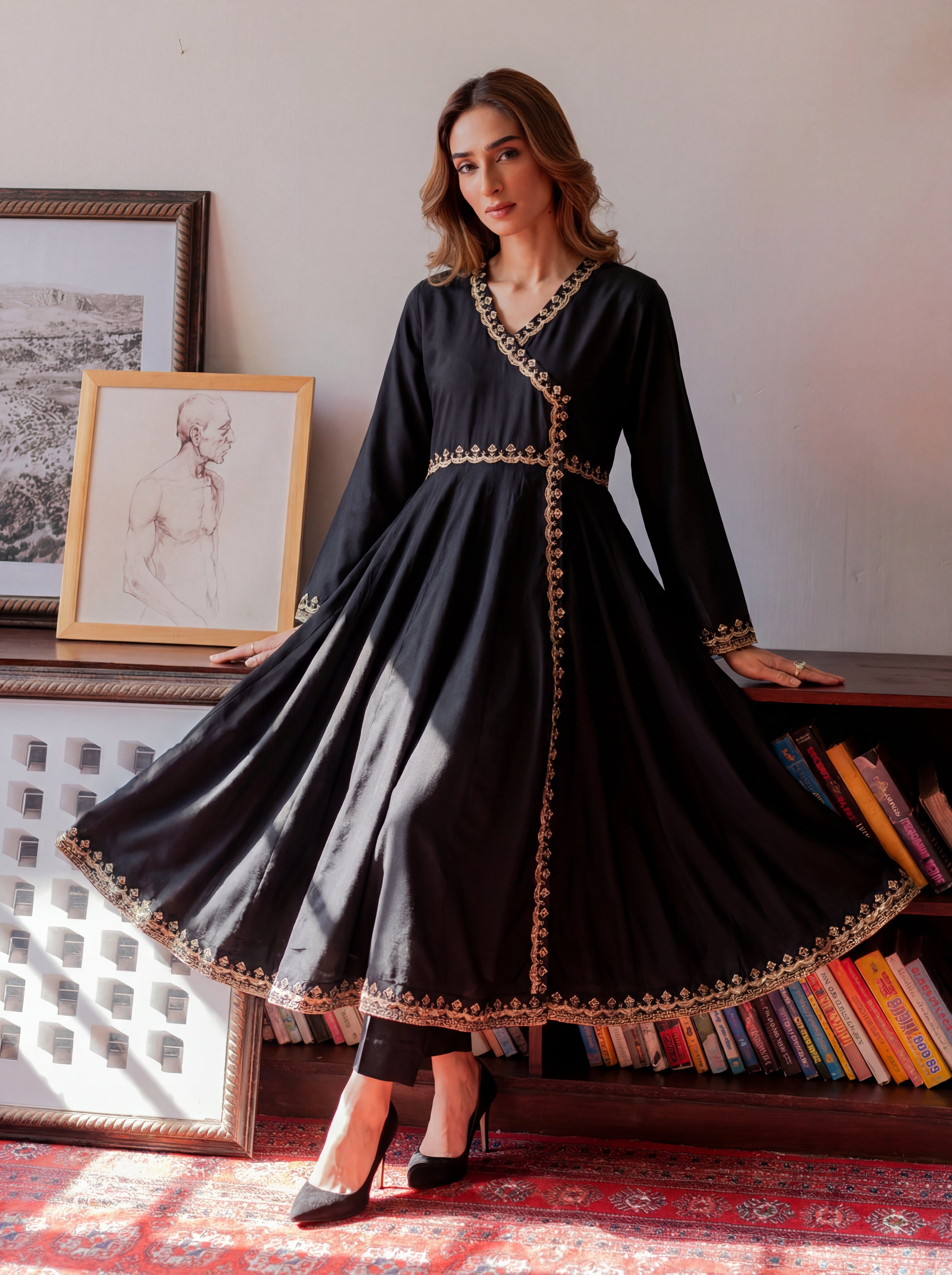 Sabaat Black Premium Fabric Pakistani Winter Dresses - Sahiba-clothing - 4