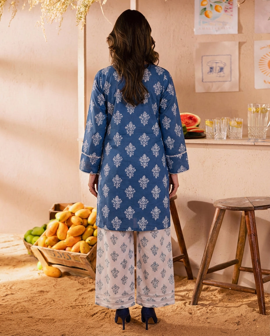Baikal Blue Premium Fabric Pakistani Summer Dresses - Sahiba-clothing - 3