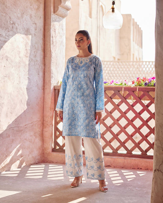 Jennifer Sky Blue Premium Fabric Pakistani Summer Dresses - Sahiba-clothing - 1