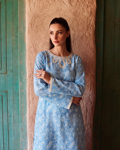 Jennifer Sky Blue Premium Fabric Pakistani Summer Dresses - Sahiba-clothing - 6
