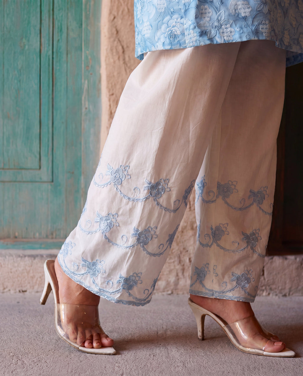 Jennifer Sky Blue Premium Fabric Pakistani Summer Dresses - Sahiba-clothing - 5