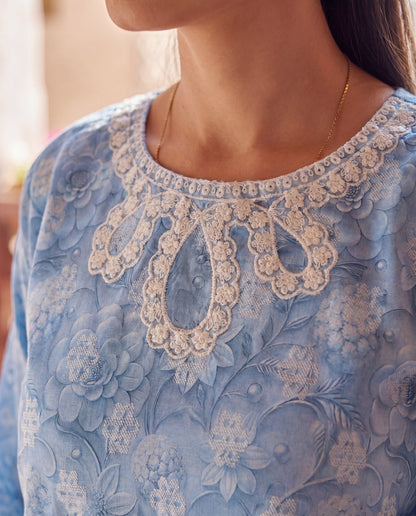 Jennifer Sky Blue Premium Fabric Pakistani Summer Dresses - Sahiba-clothing - 3