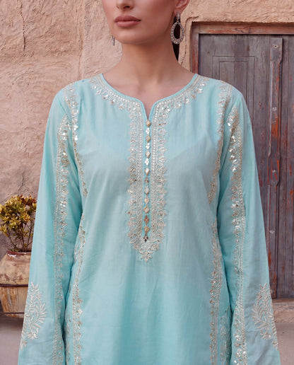 Qurbat Aqua Premium Fabric Pakistani Summer Dresses - Sahiba-clothing - 2